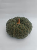 Olive-Green Pumpkin Cushion with Wooden Stem