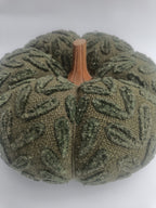 Olive-Green Pumpkin Cushion with Wooden Stem