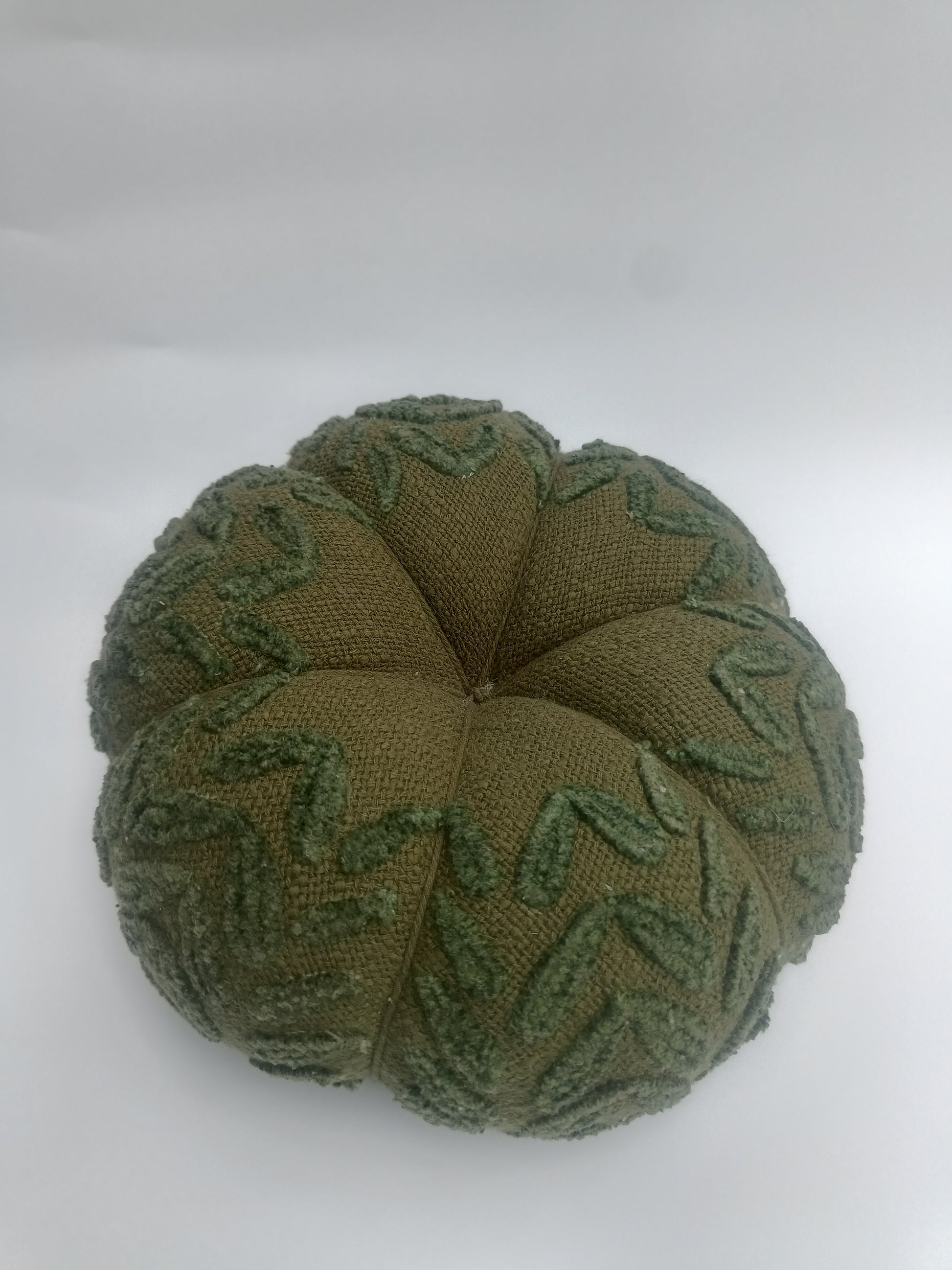 Olive-Green Pumpkin Cushion with Wooden Stem