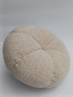 Plush Beige Pumpkin Cushion with Wooden Stem