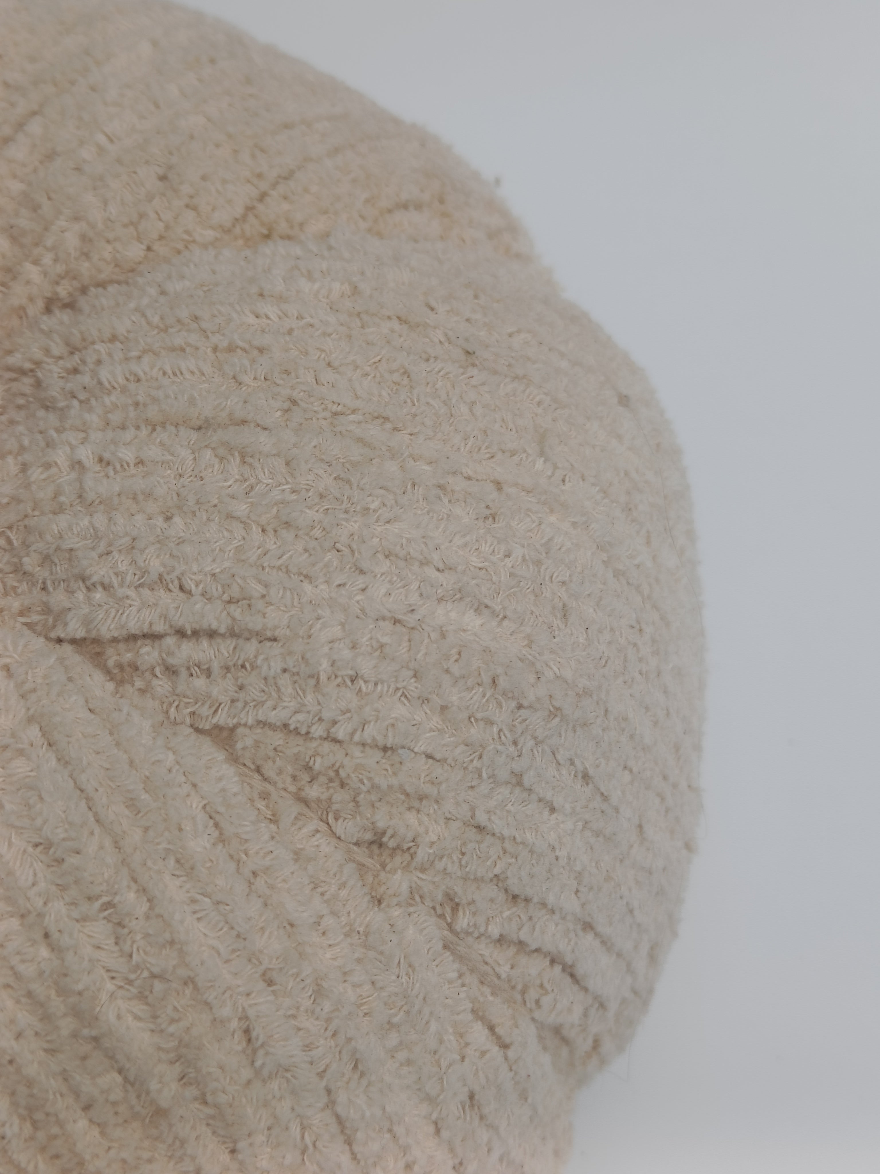 Plush Beige Pumpkin Cushion with Wooden Stem