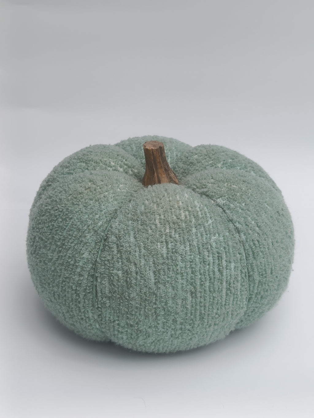 Blue Textured Pumpkin Cushion with Wooden Stem
