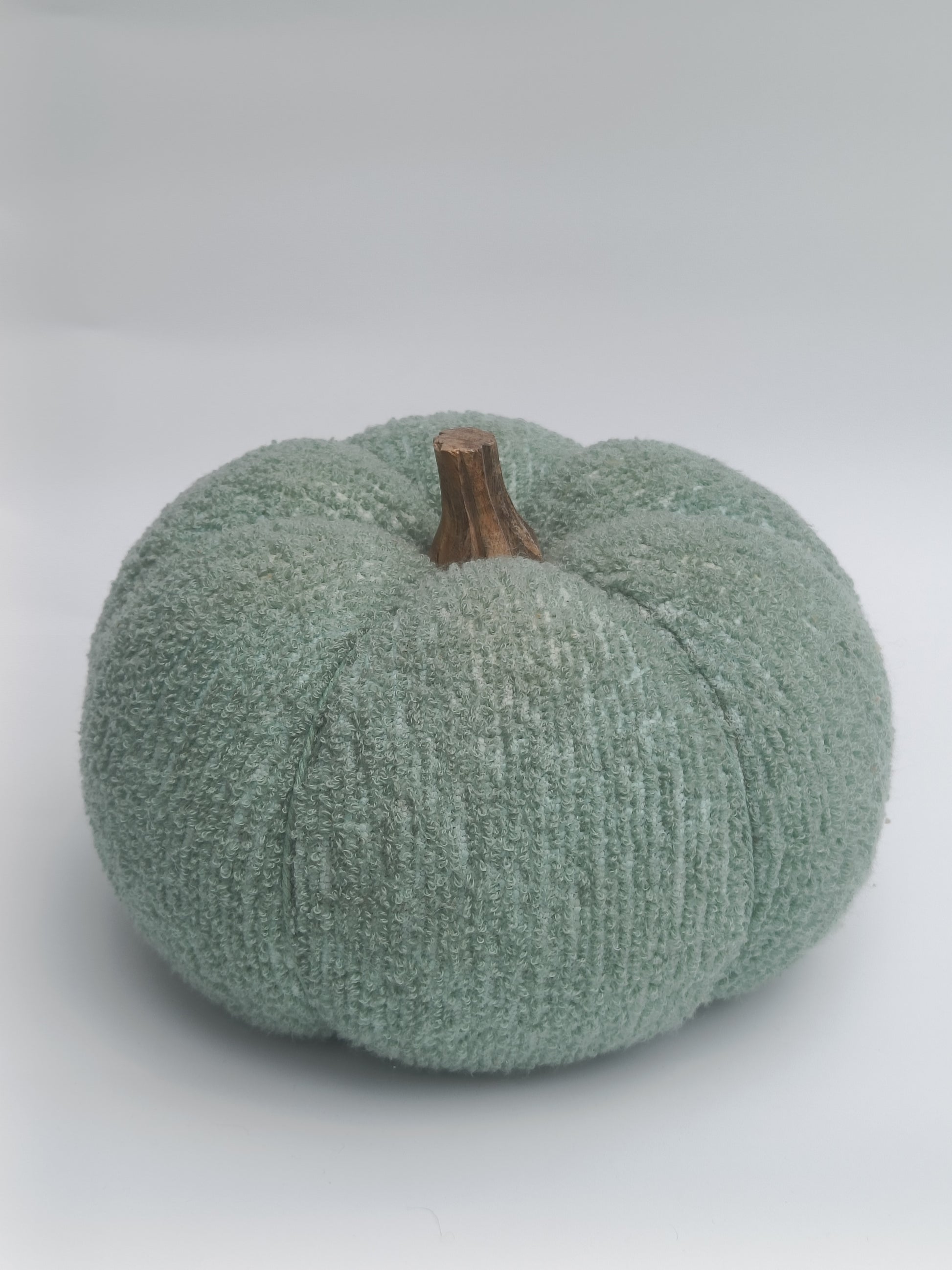 Blue Textured Pumpkin Cushion with Wooden Stem