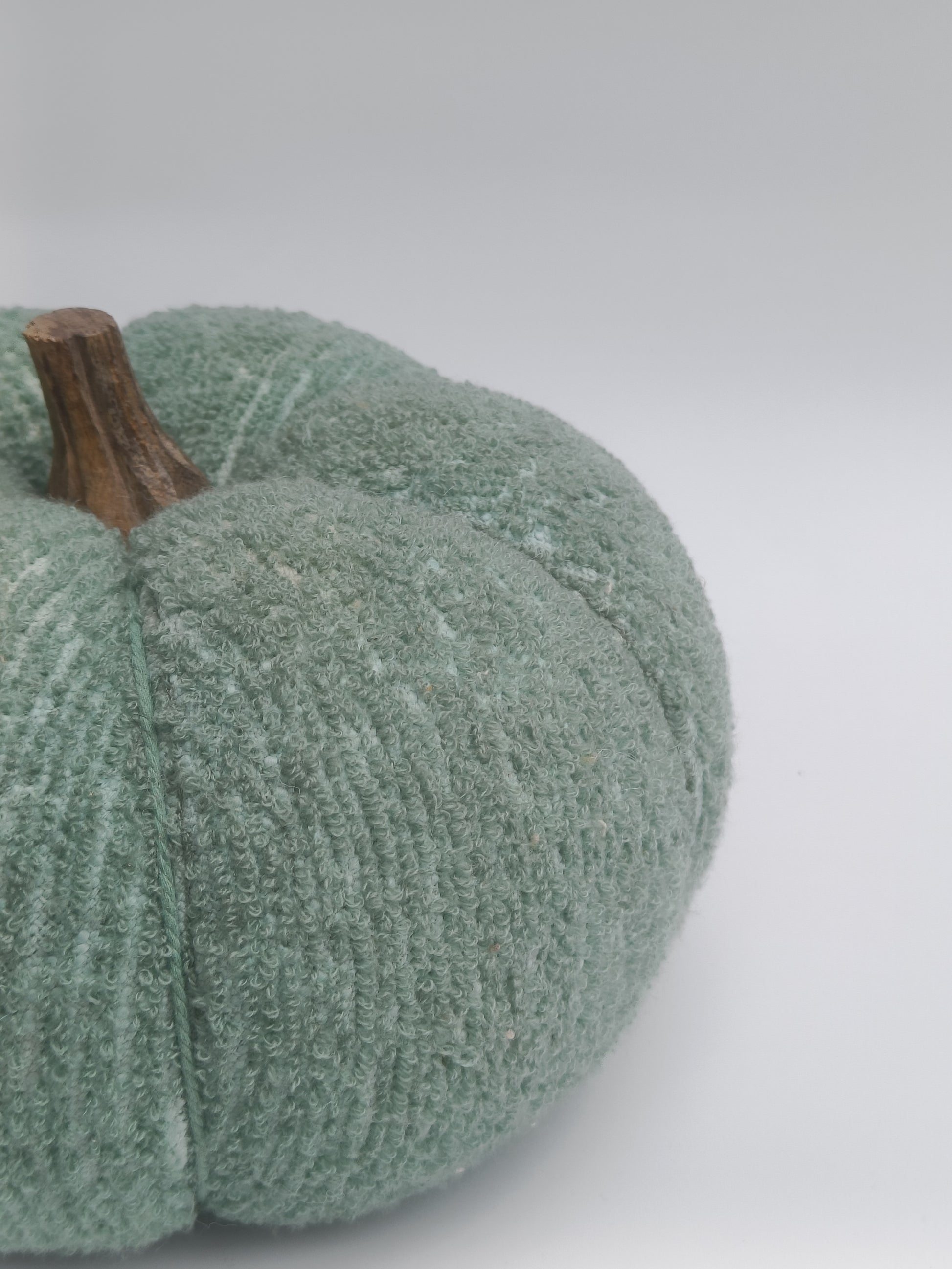 Blue Textured Pumpkin Cushion with Wooden Stem
