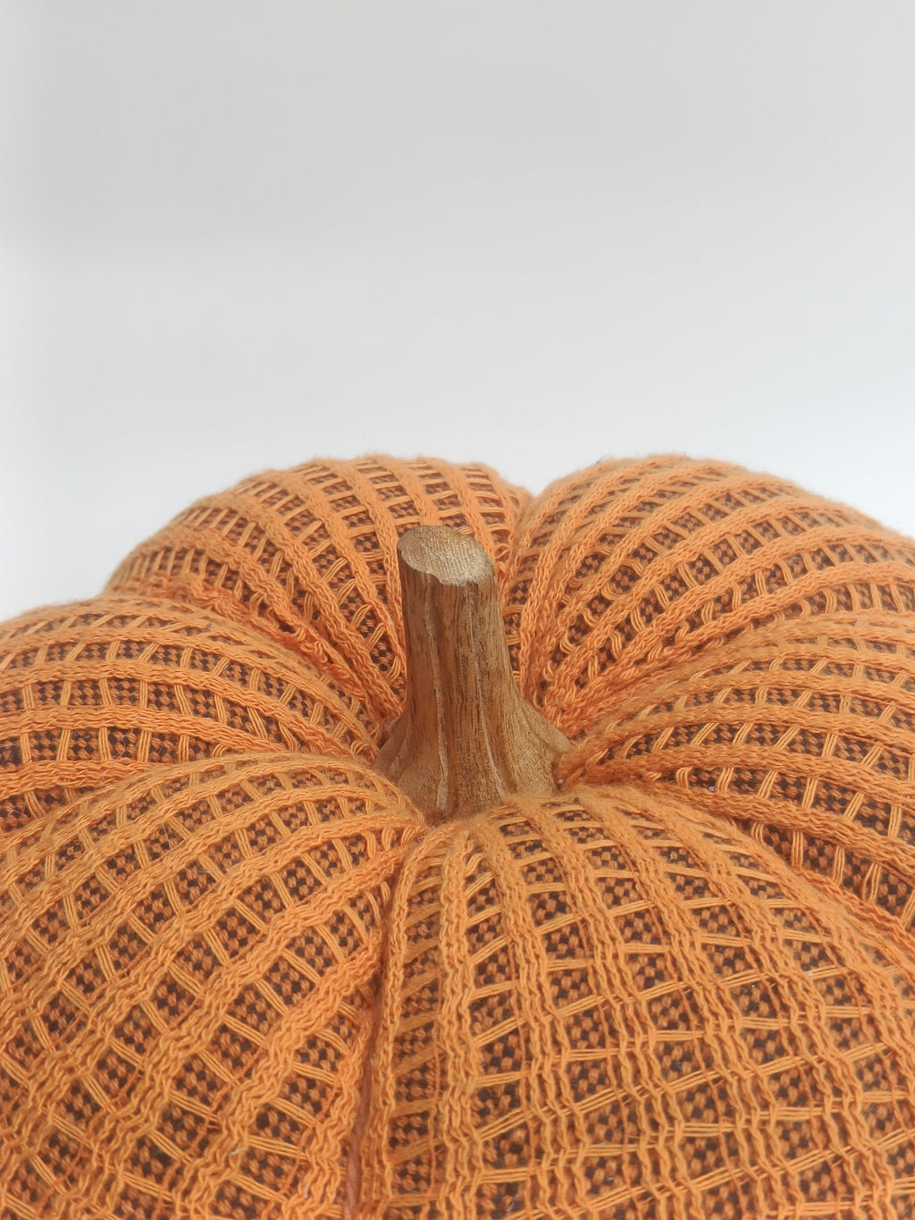 Orange Woven Pumpkin Cushion with Wooden Stem
