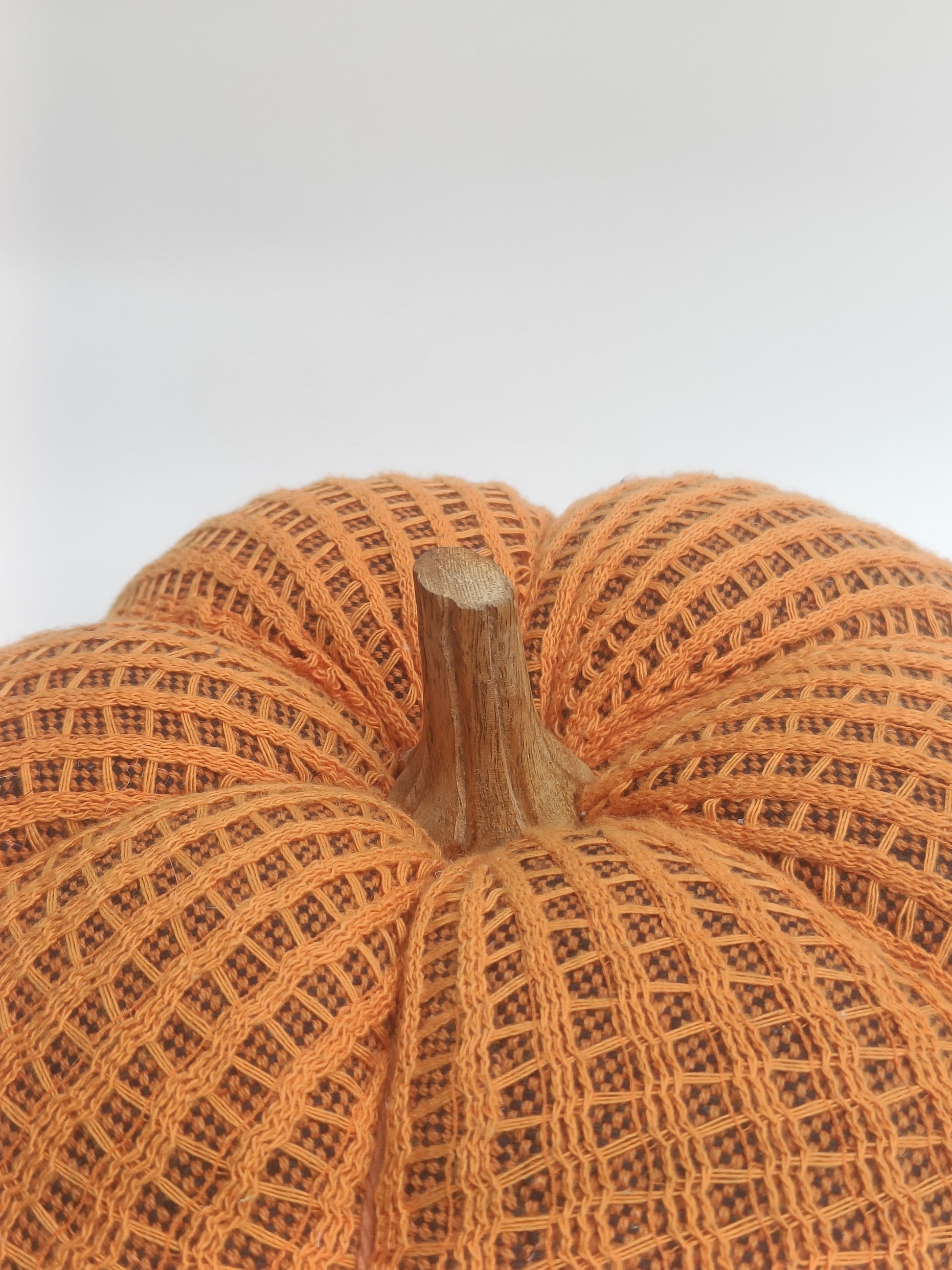 Orange Woven Pumpkin Cushion with Wooden Stem