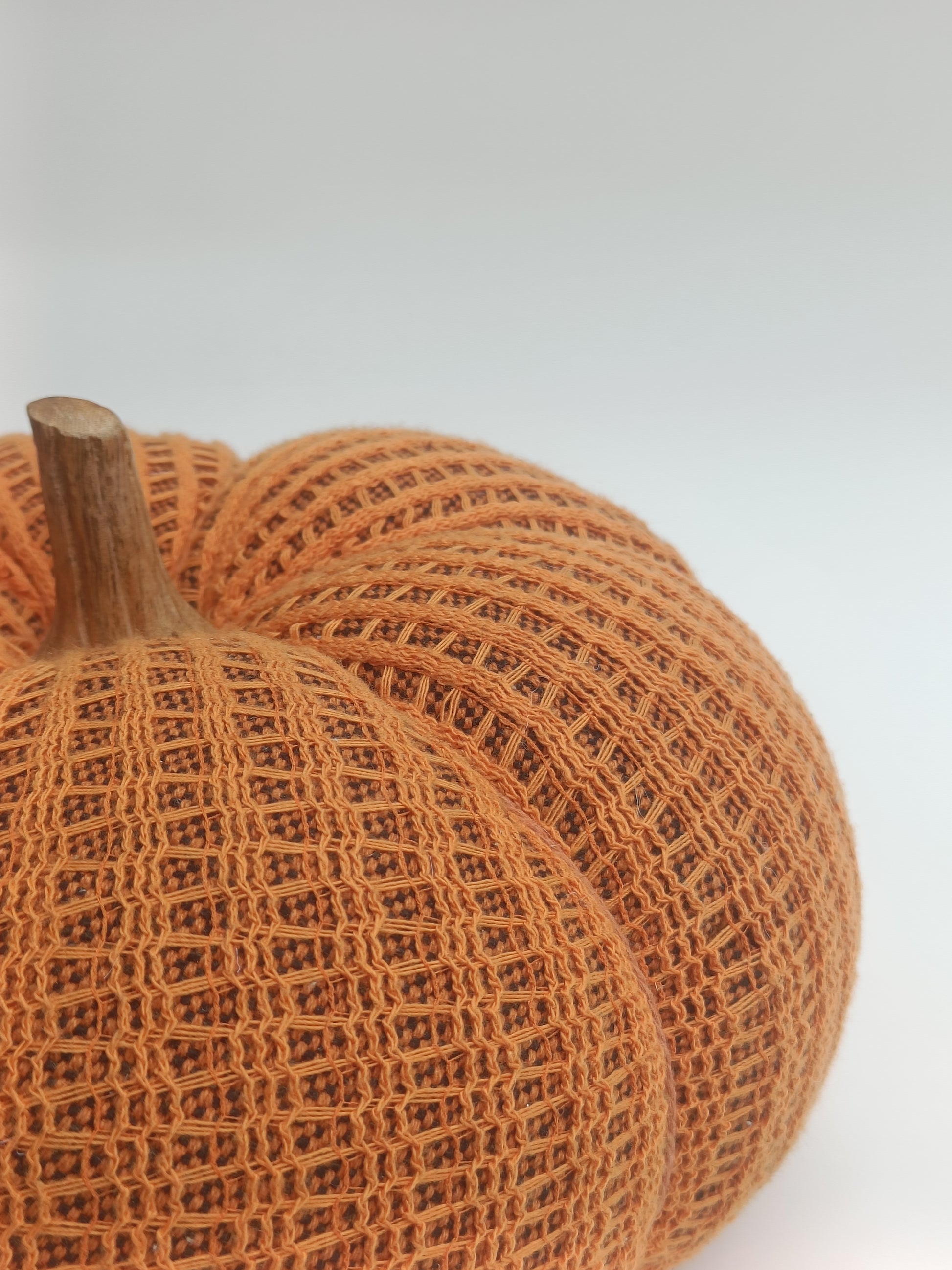 Orange Woven Pumpkin Cushion with Wooden Stem