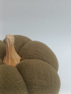 Pumpkin Cushion with Wooden Stem – Olive Green