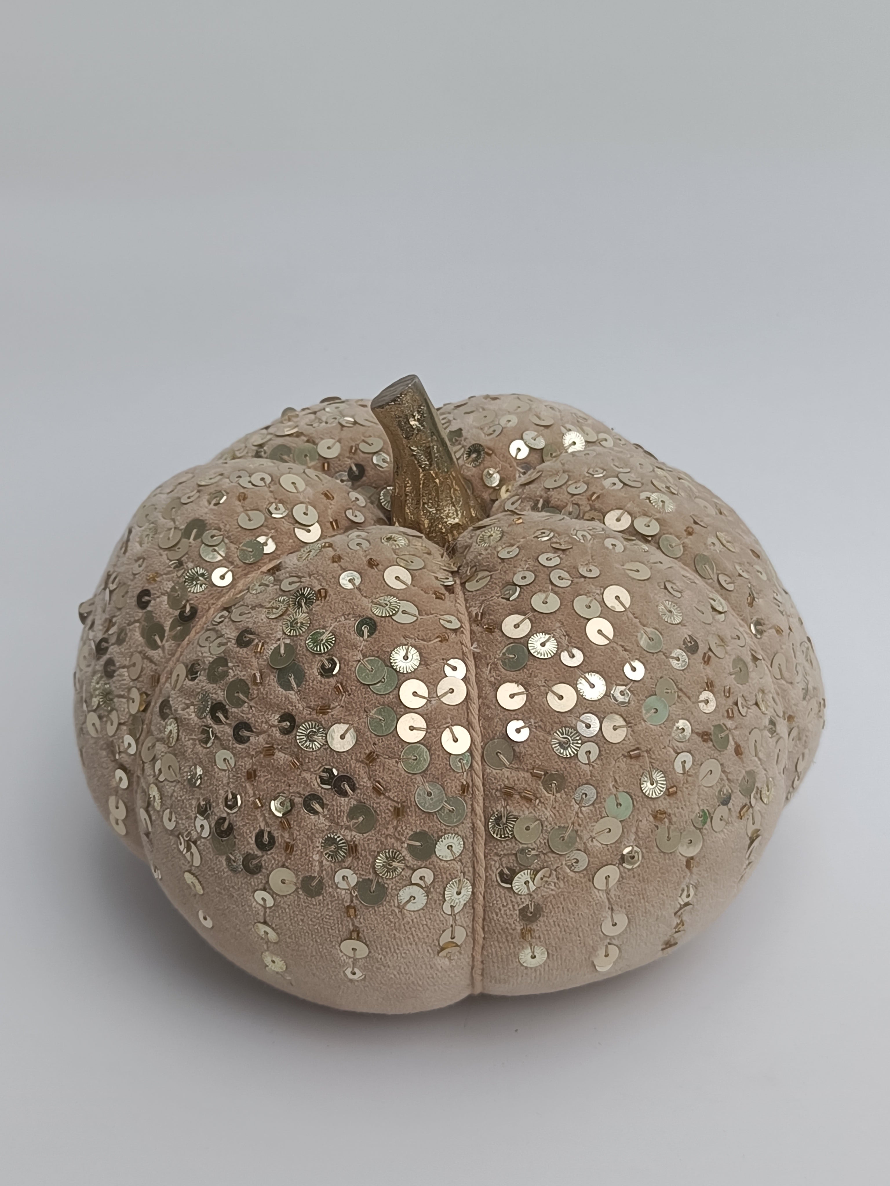 Champagne Sequin Velvet Pumpkin Décor