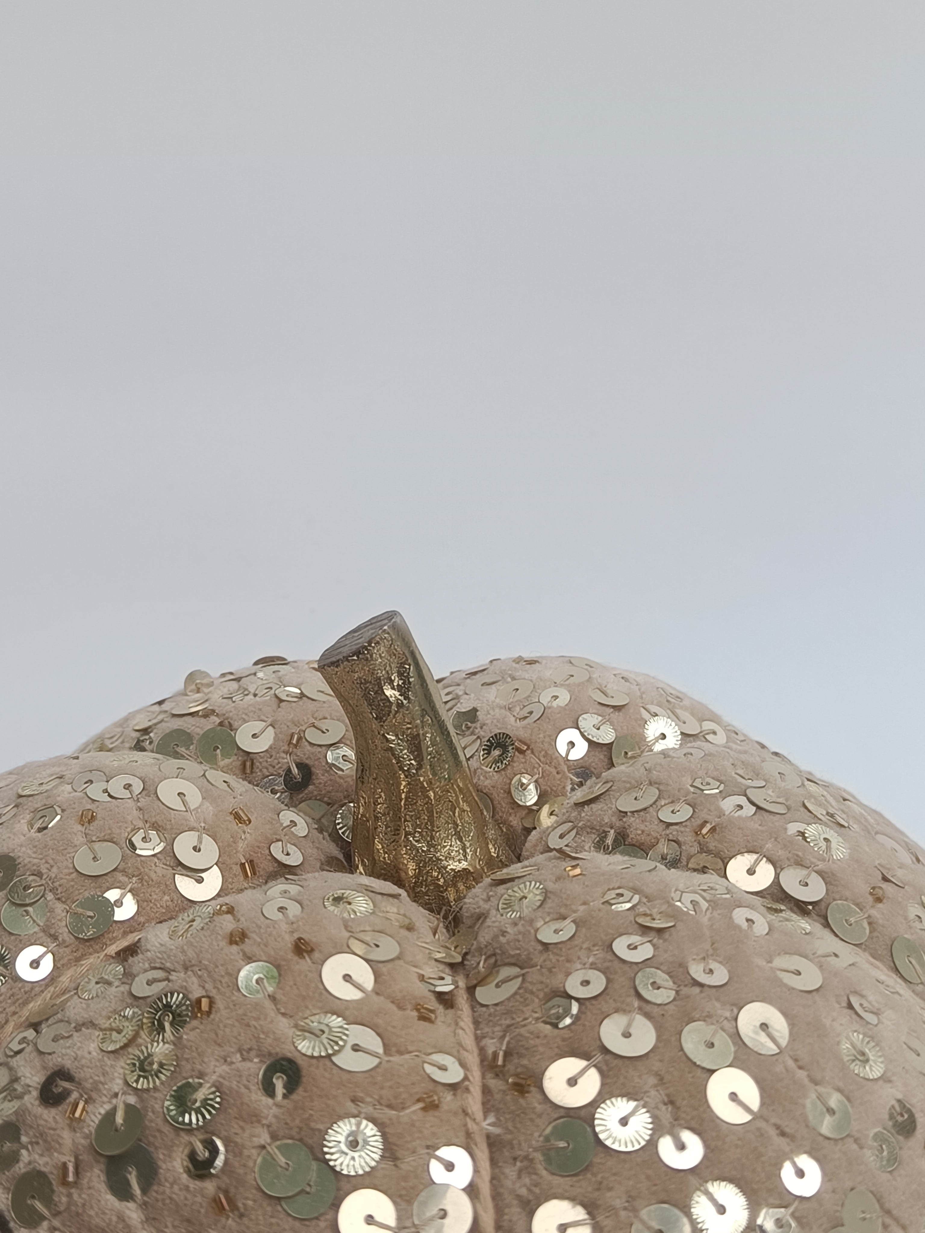 Champagne Sequin Velvet Pumpkin Décor
