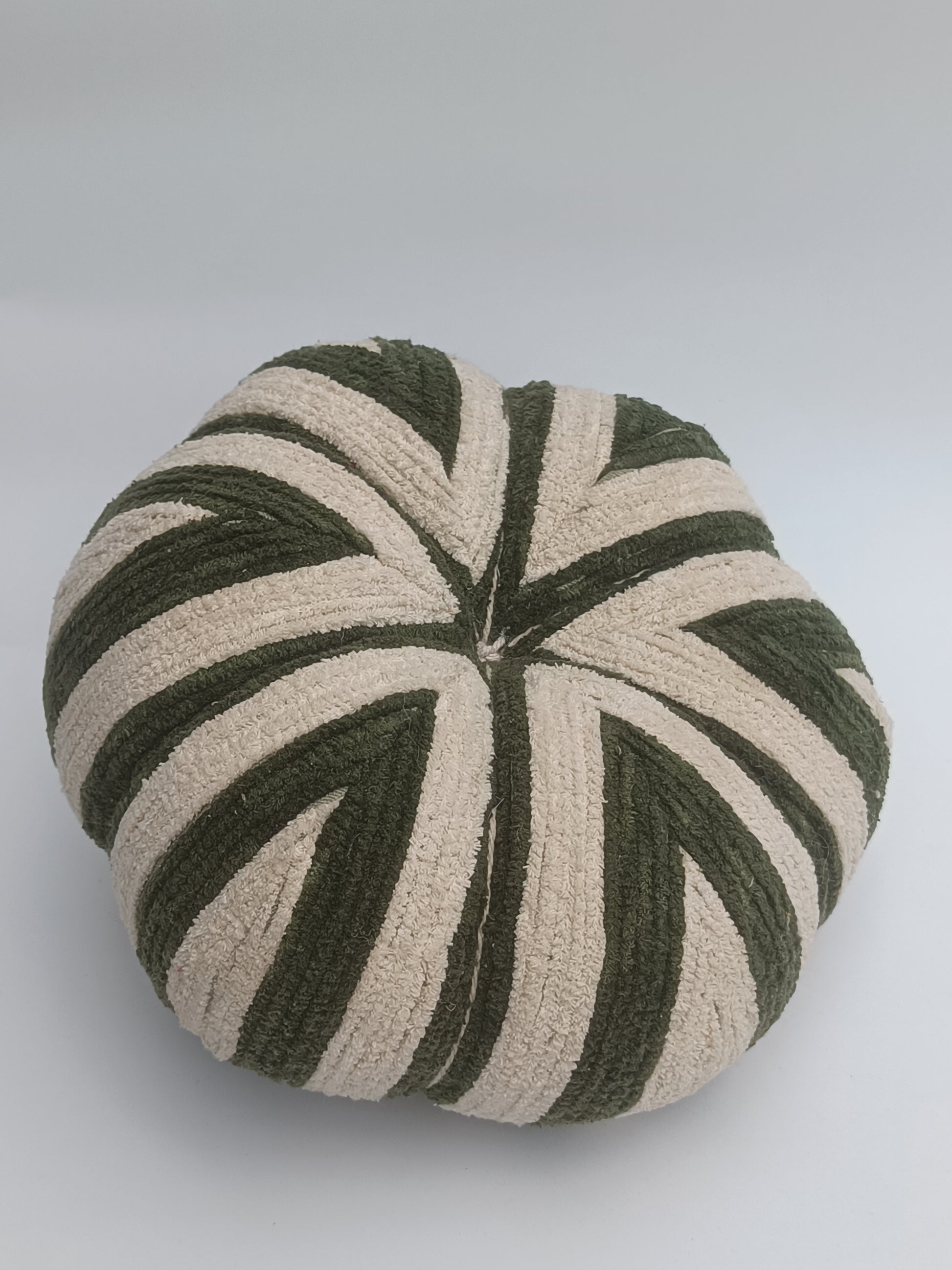 Green & Beige Chenille Stripe Pumpkin Décor