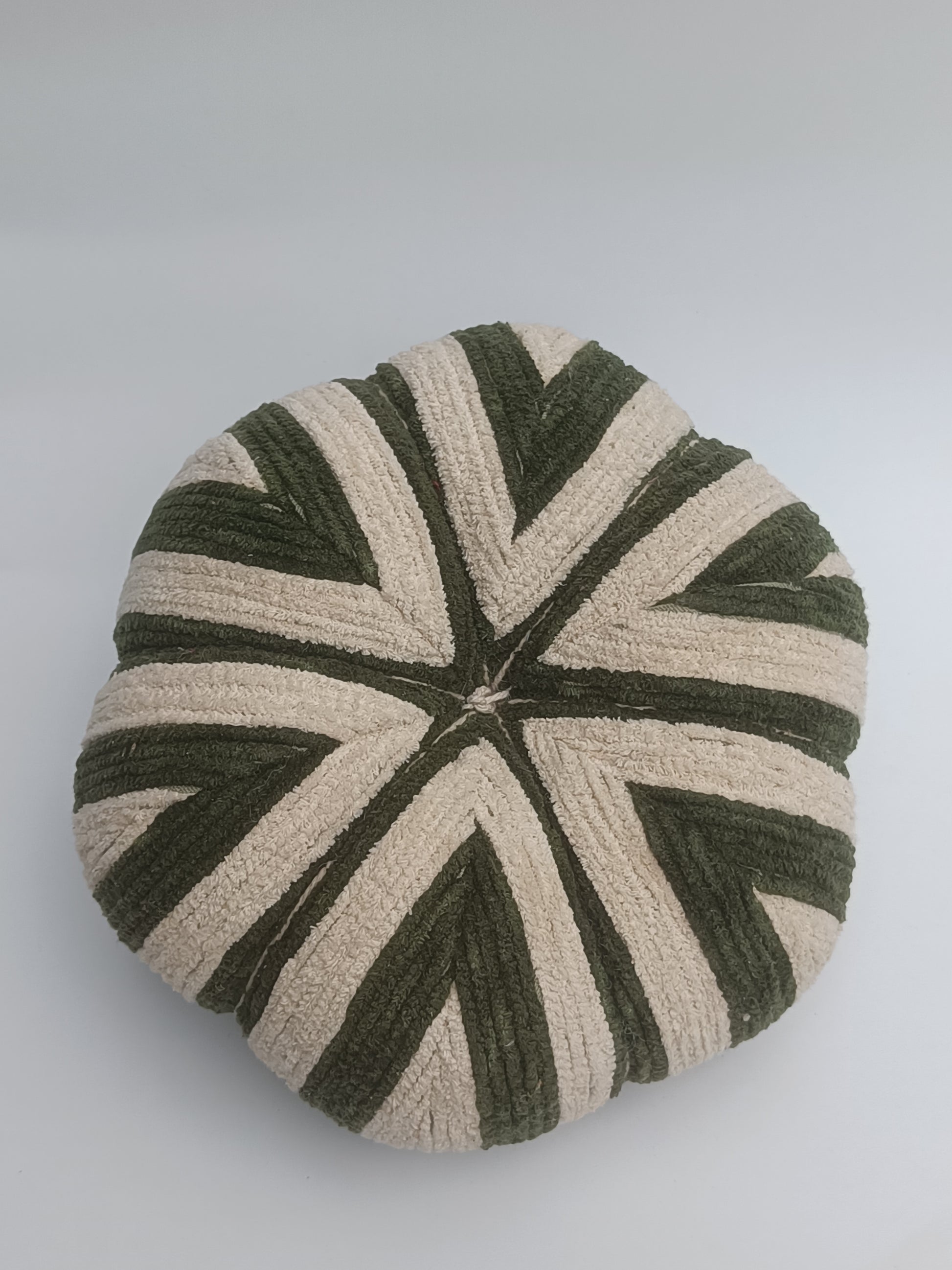 Green & Beige Chenille Stripe Pumpkin Décor