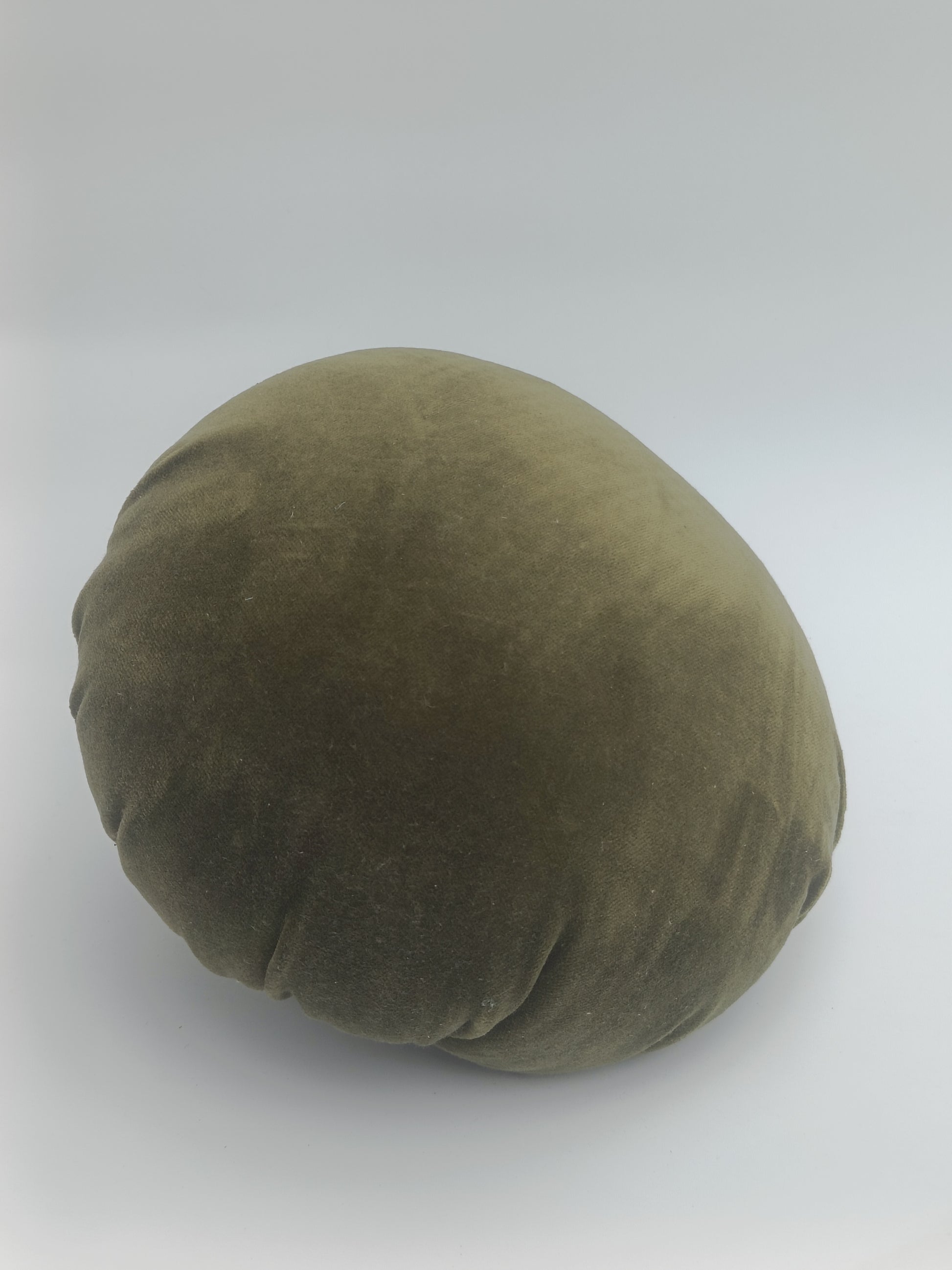 Plush Olive Green Pumpkin Decor Pillow with Wooden Stem