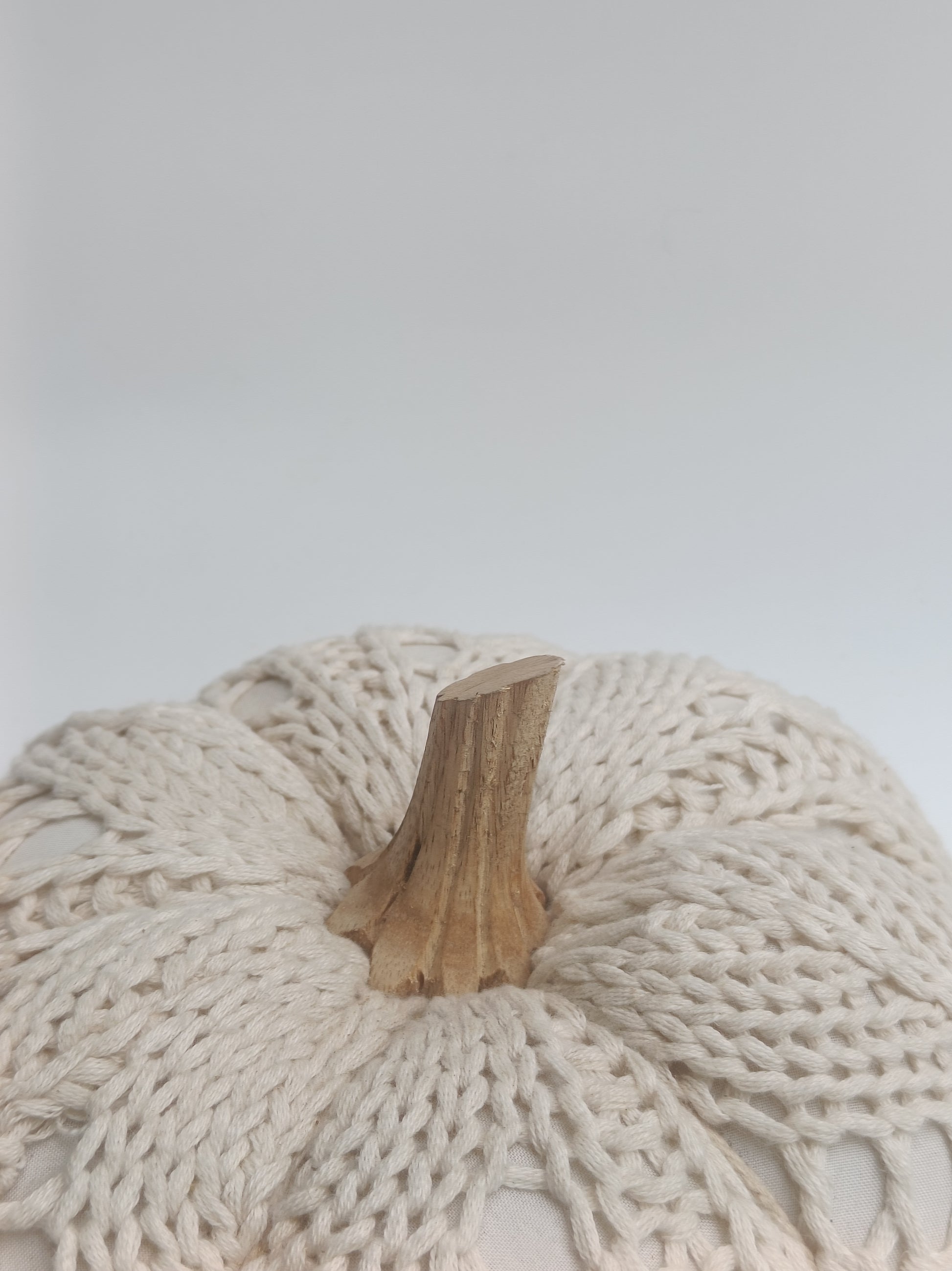 Large Macramé Pumpkin Décor with Wooden Stem – Artisan Fall Accent