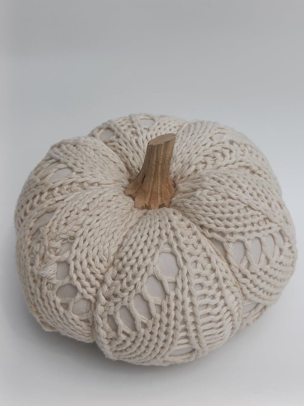 Large Macramé Pumpkin Décor with Wooden Stem – Artisan Fall Accent