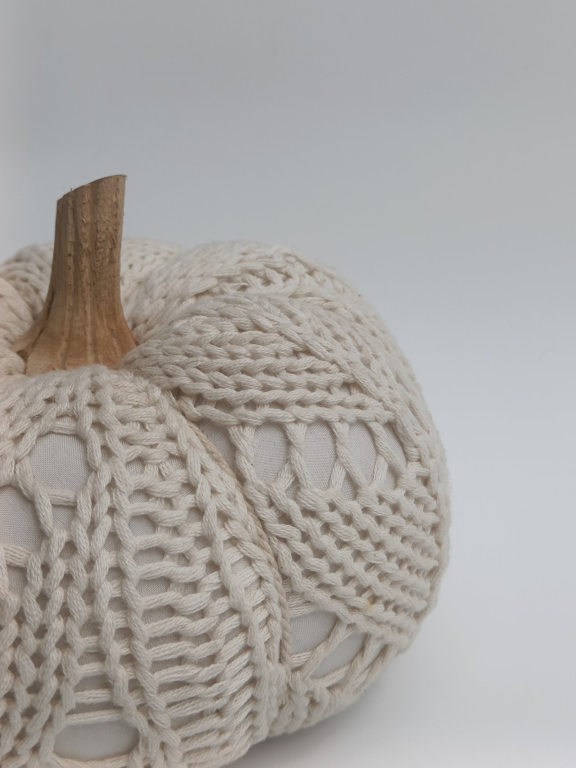 Large Macramé Pumpkin Décor with Wooden Stem – Artisan Fall Accent