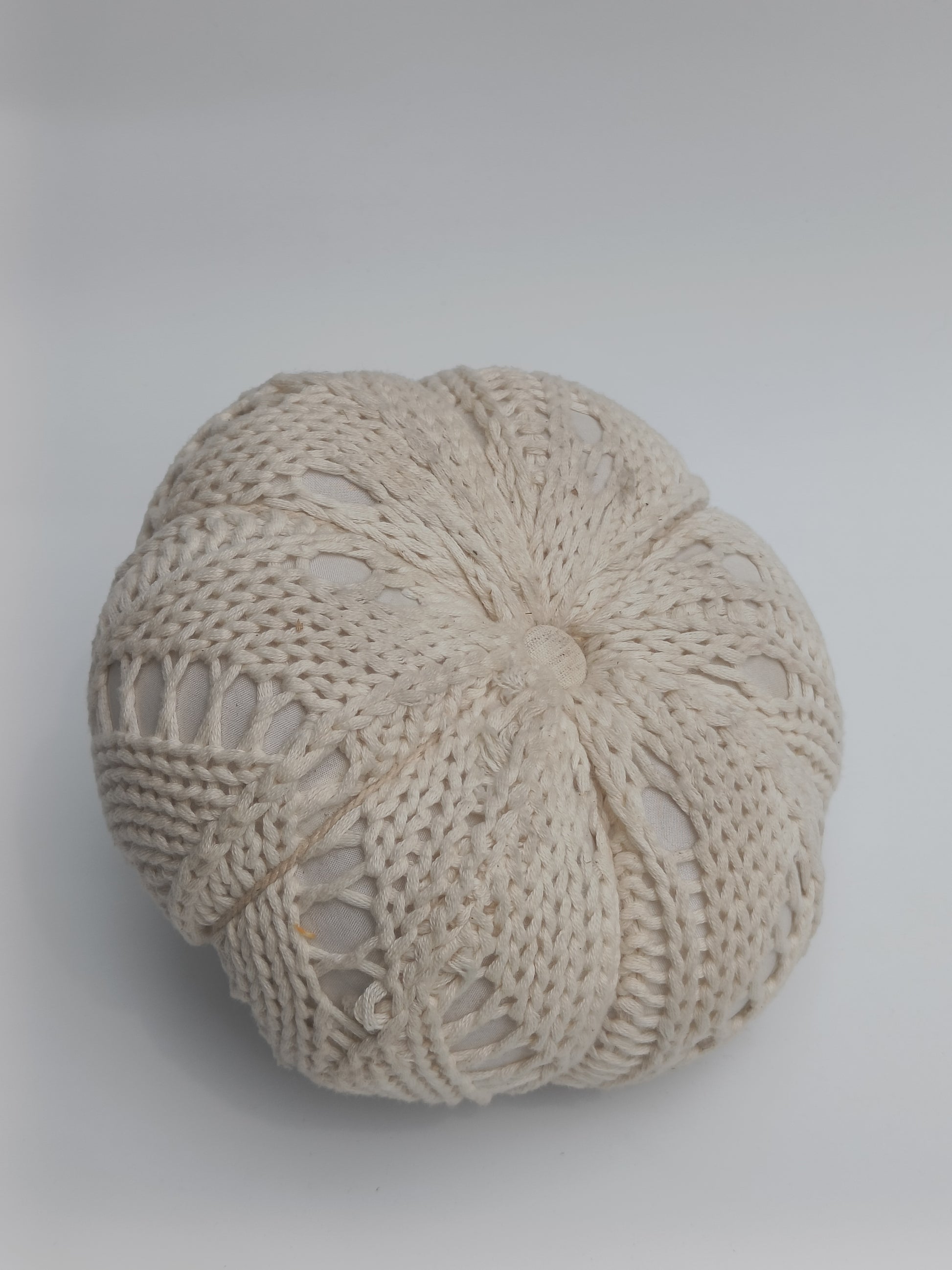 Large Macramé Pumpkin Décor with Wooden Stem – Artisan Fall Accent
