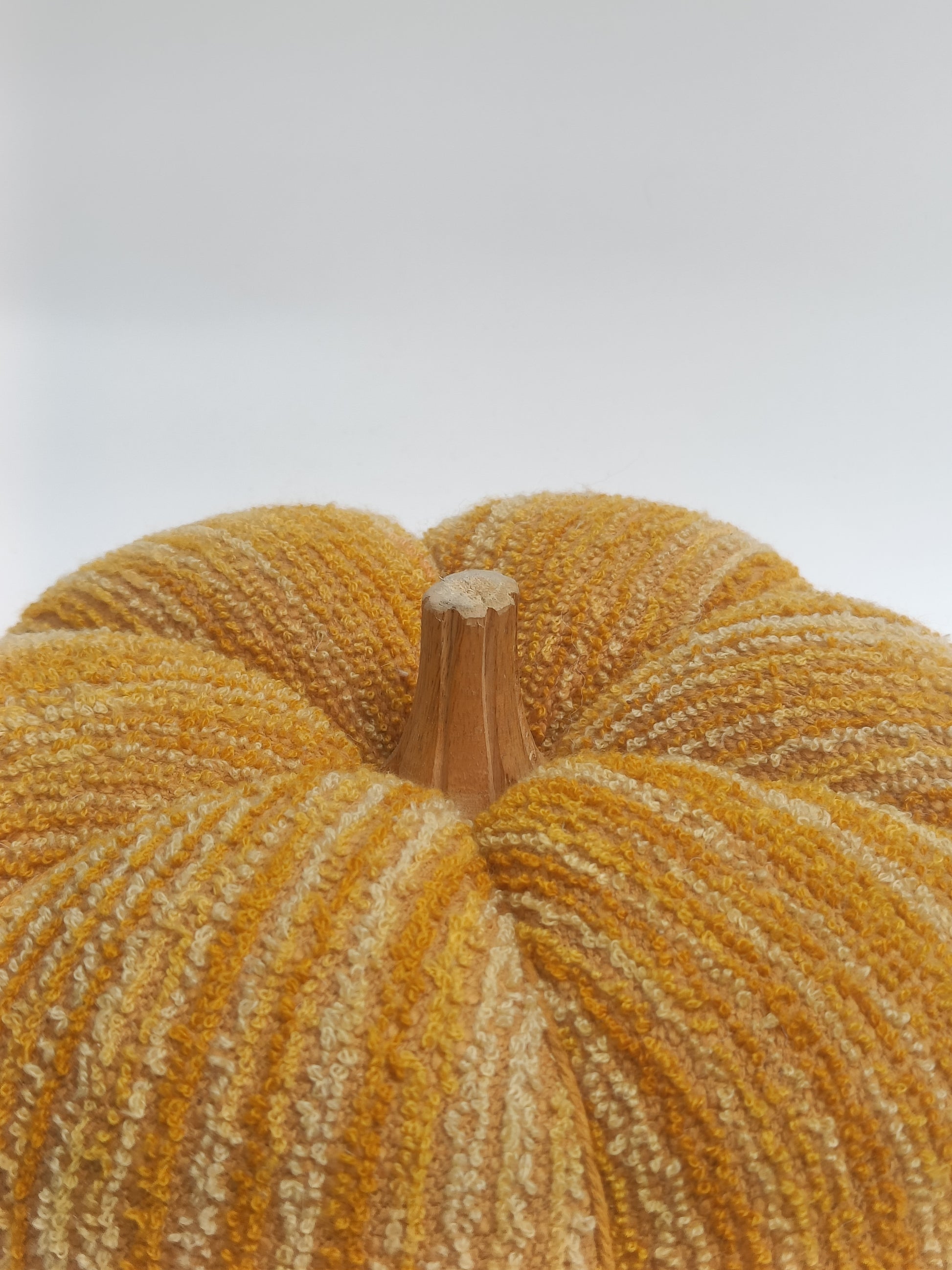 Textured Mustard Pumpkin Décor with Wooden Stem