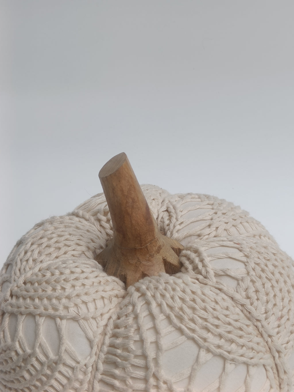Macramé Pumpkin Décor with Wooden Stem – Handcrafted Elegance