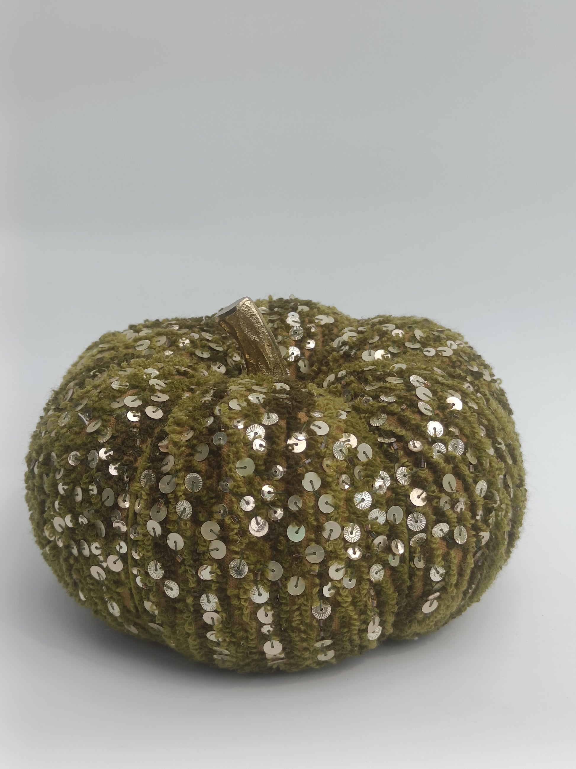 Green Sequin Fabric Pumpkin – 30 cm Decorative Accent