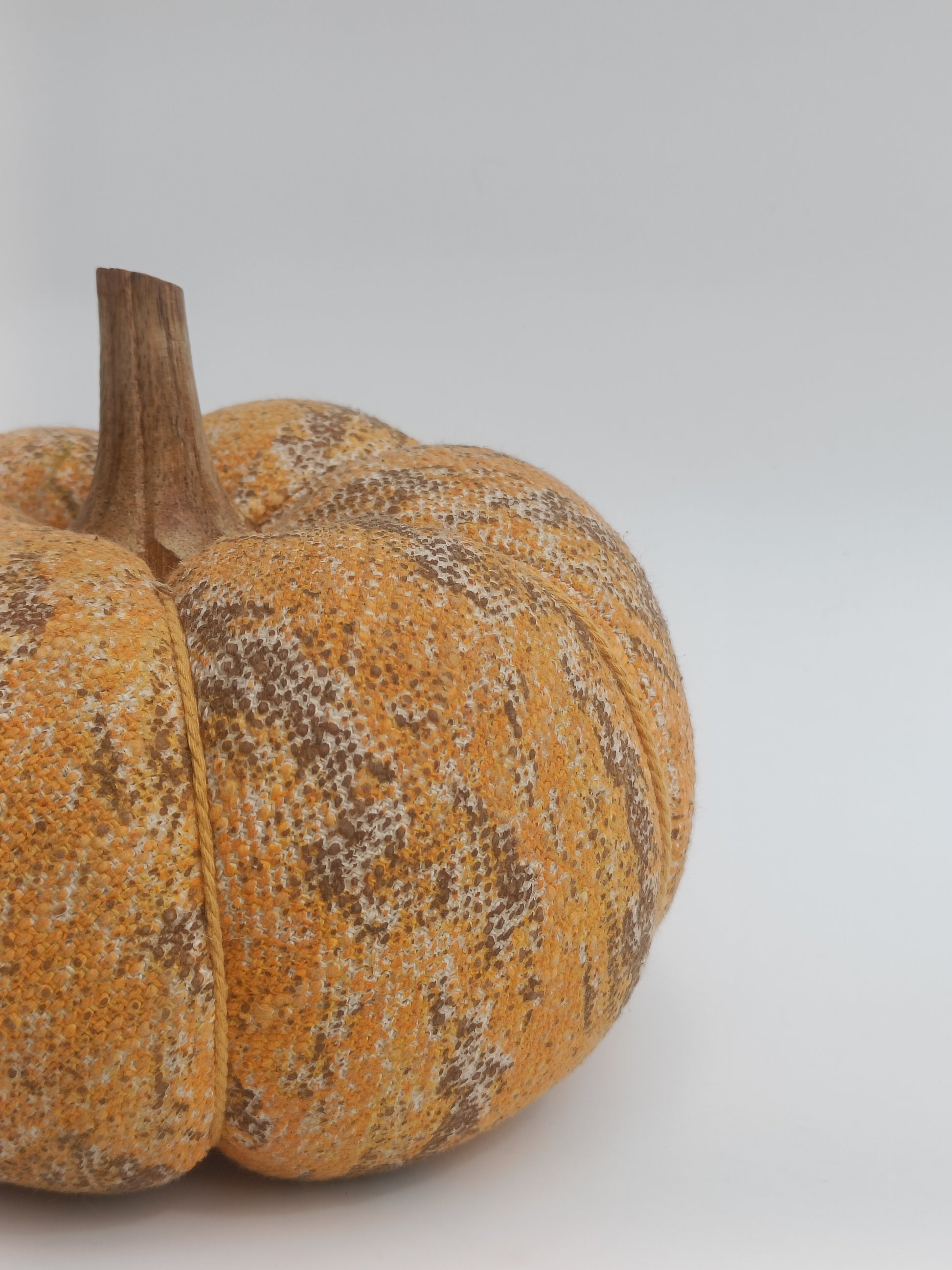Orange-Brown Speckled Fabric Pumpkin – 30 cm Decorative Accent