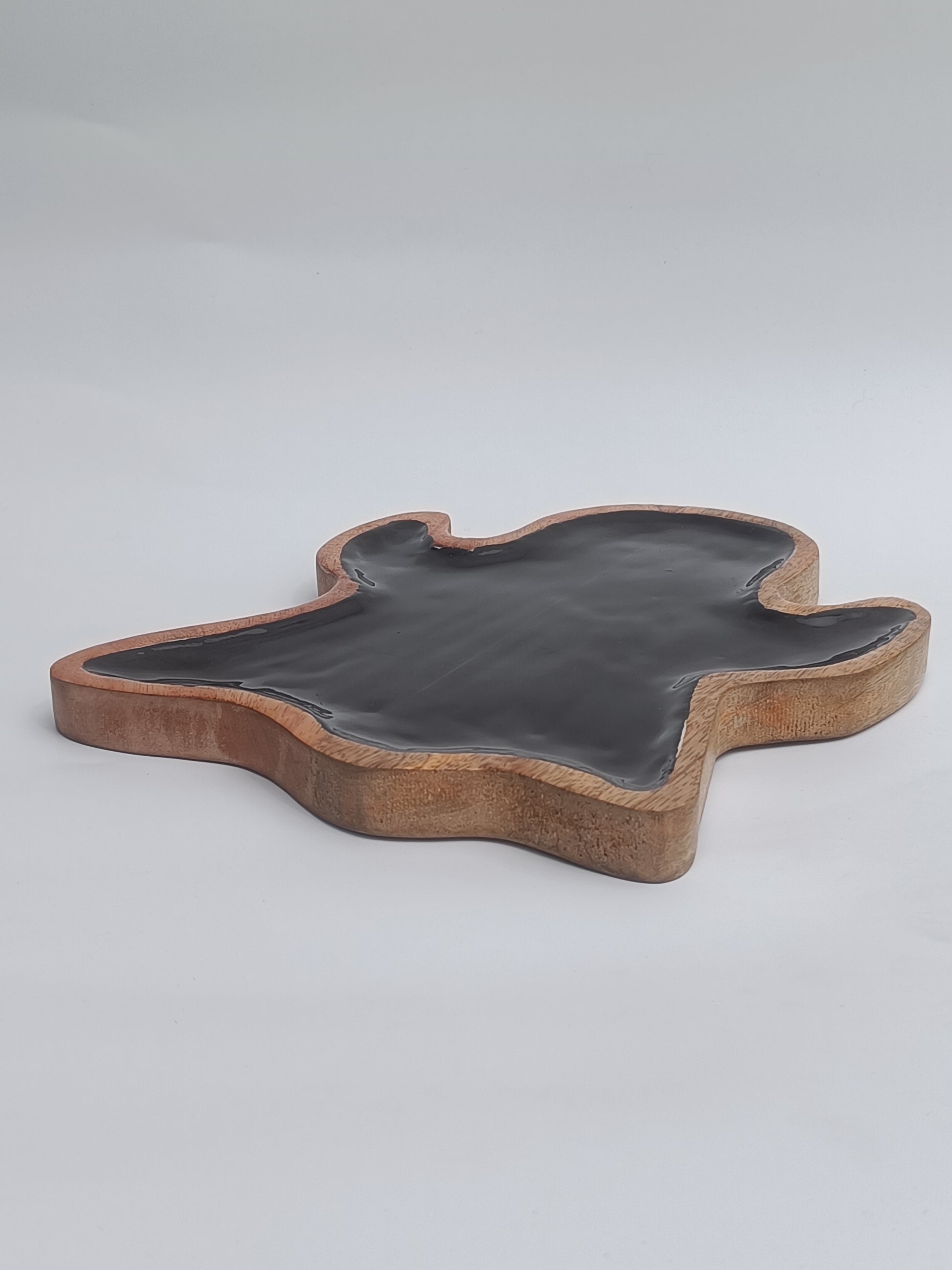 Ghost-Shaped Wooden Platter with Black Resin – Fun & Festive Serveware