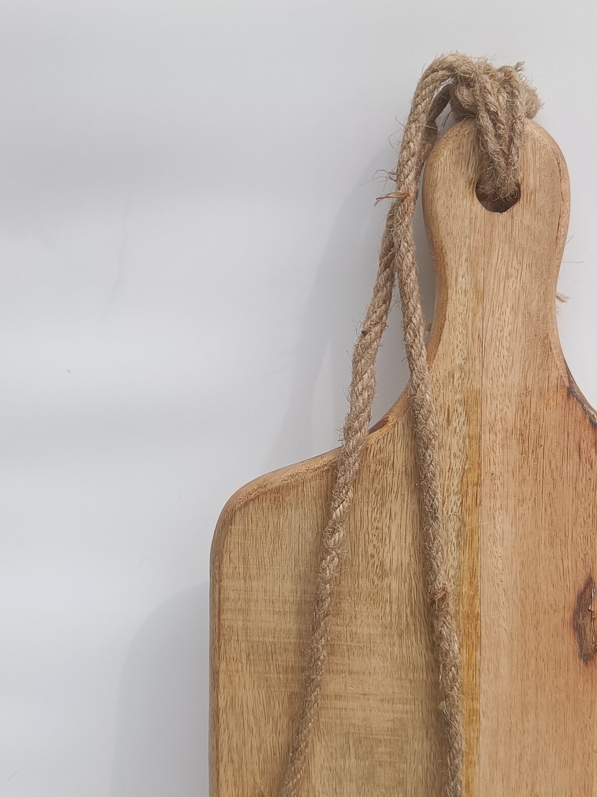 Tall Wooden Serving Board with Jute Rope – Rustic Charcuterie & Cheese Platter
