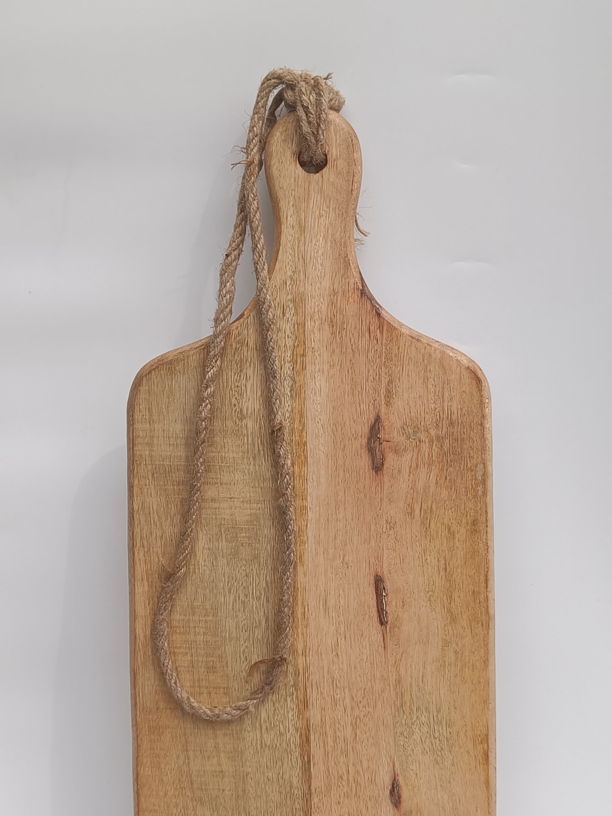 Tall Wooden Serving Board with Jute Rope – Rustic Charcuterie & Cheese Platter