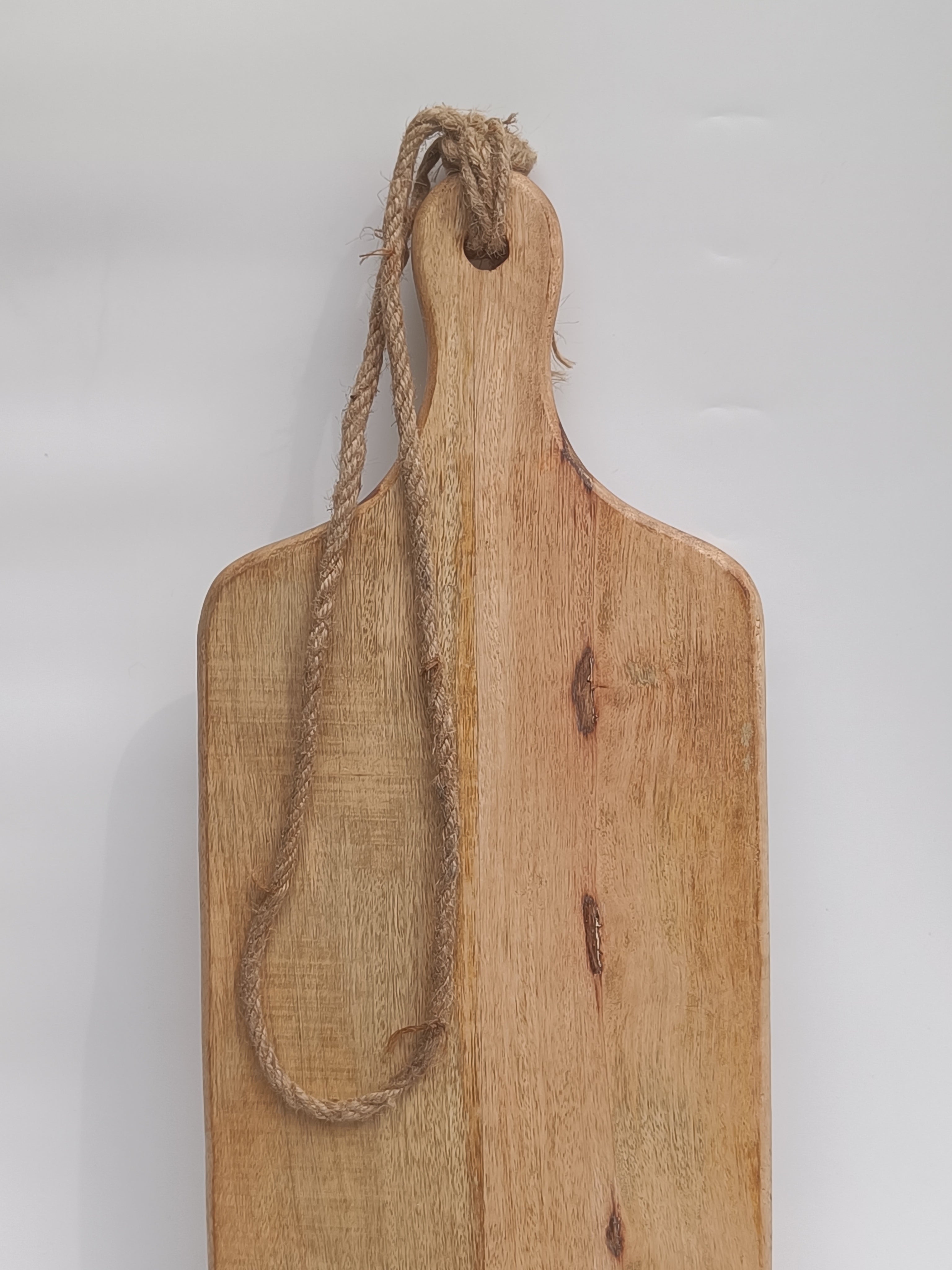 Tall Wooden Serving Board with Jute Rope