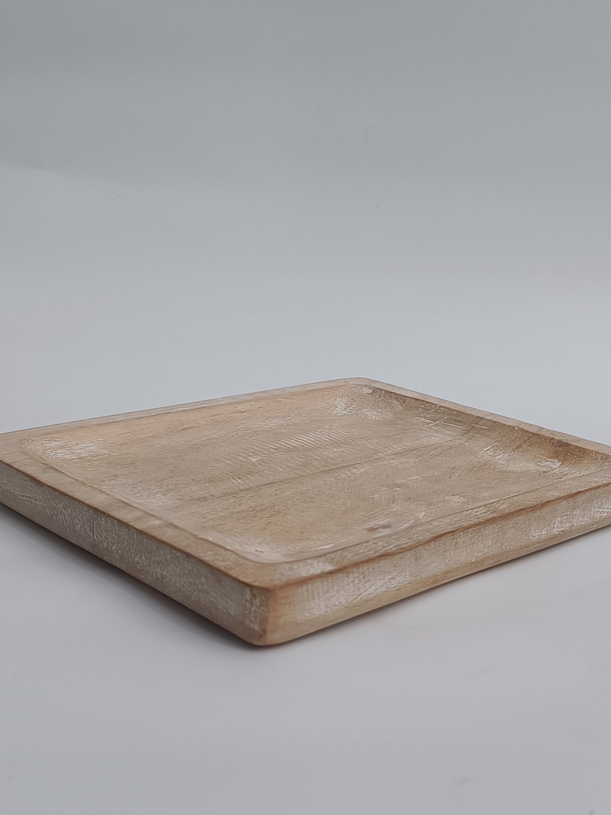 Whitewashed Wooden Rectangular Platter – Rustic Serving Tray for Snacks & Decor