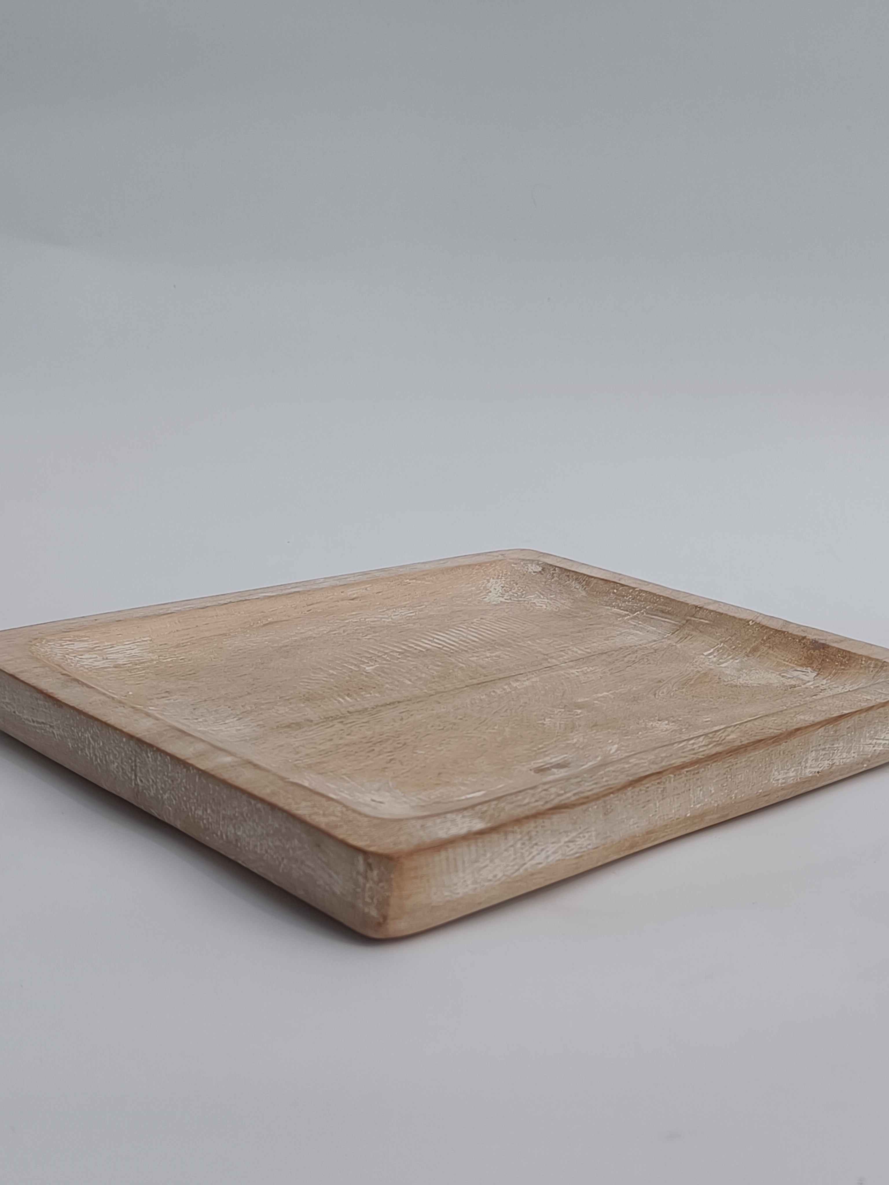 Whitewashed Wooden Rectangular Platter