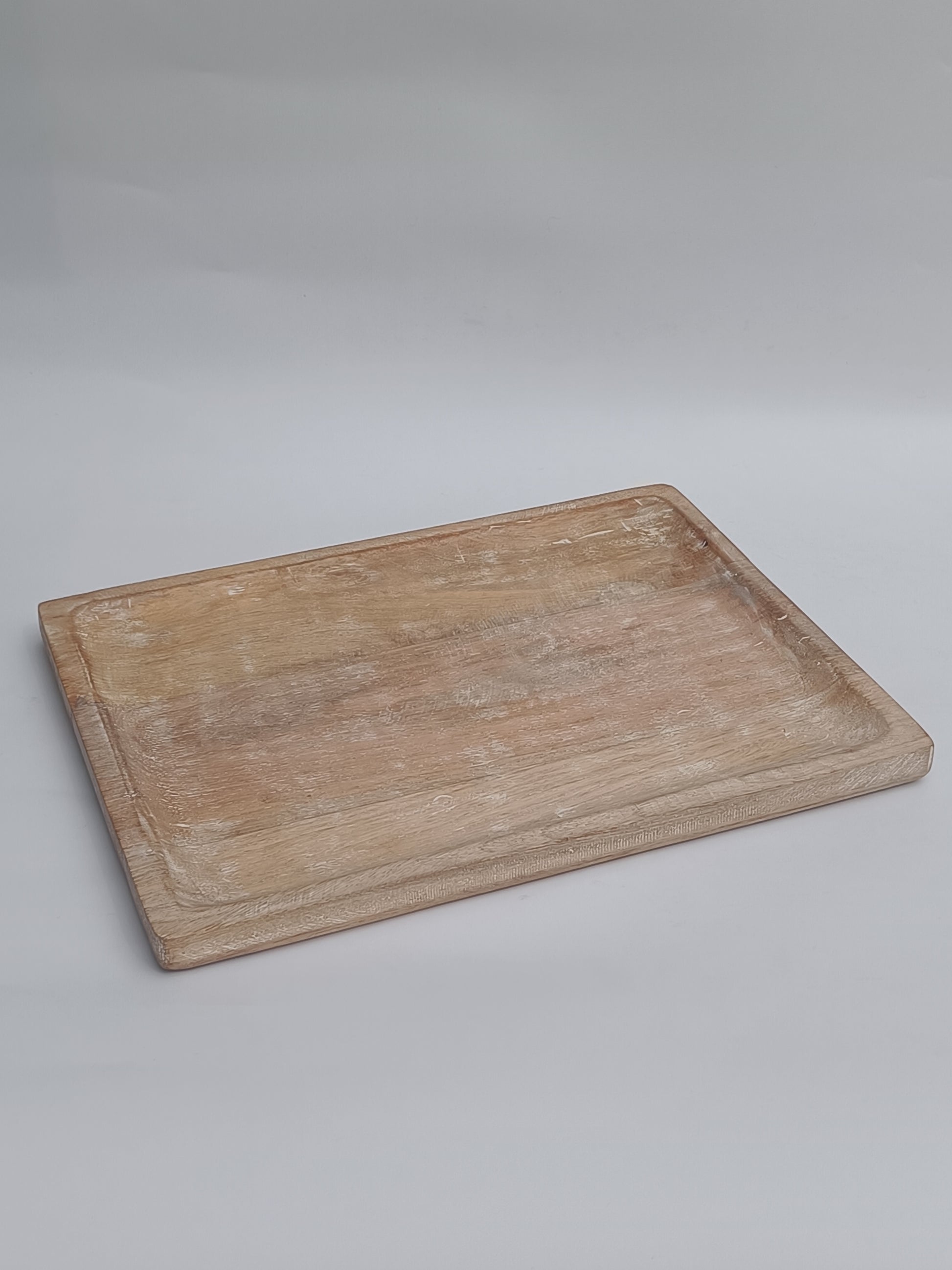 Large Whitewashed Wooden Serving Platter – Rustic Rectangular Tray for Dining & Décor