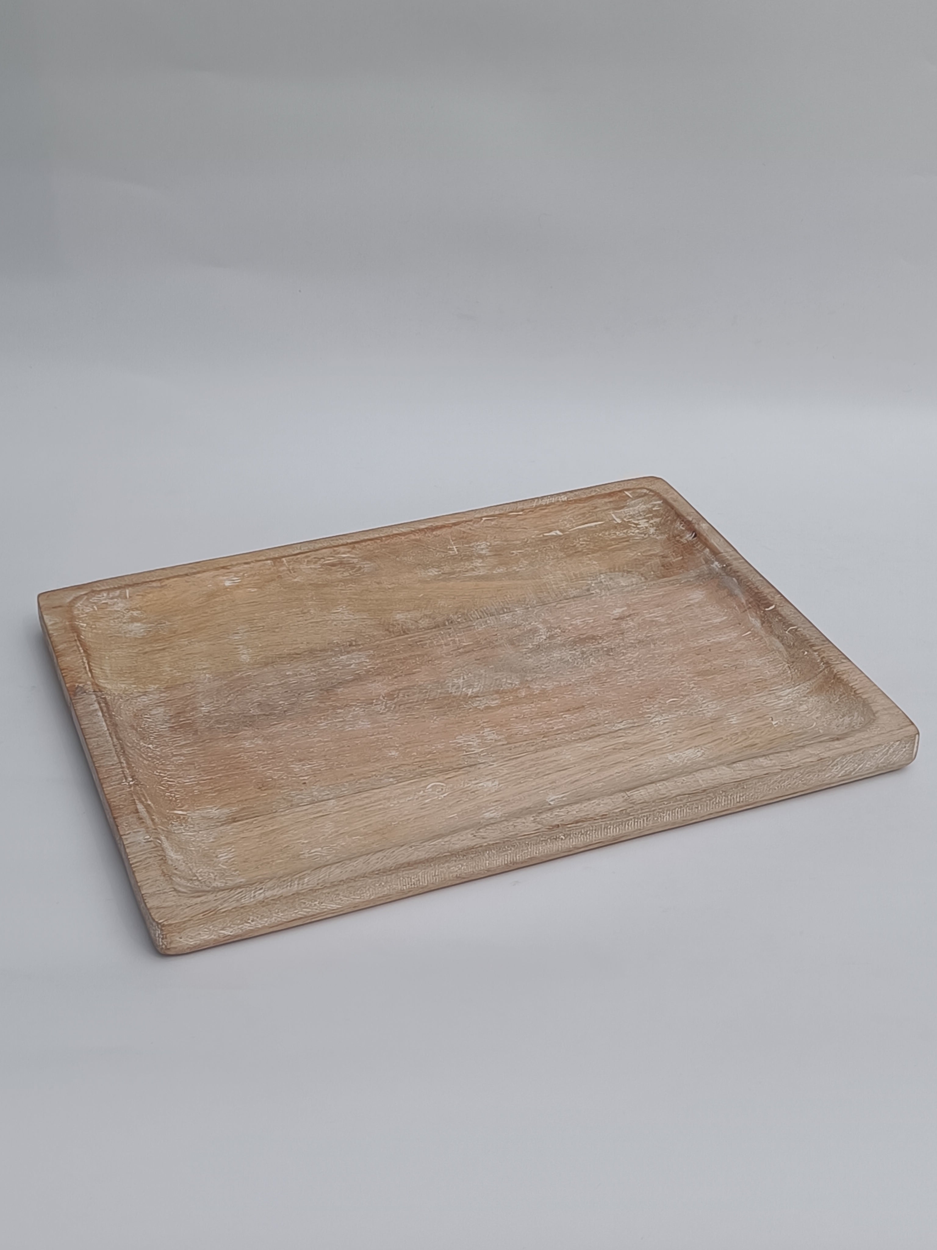 Large Whitewashed Wooden Serving Platter