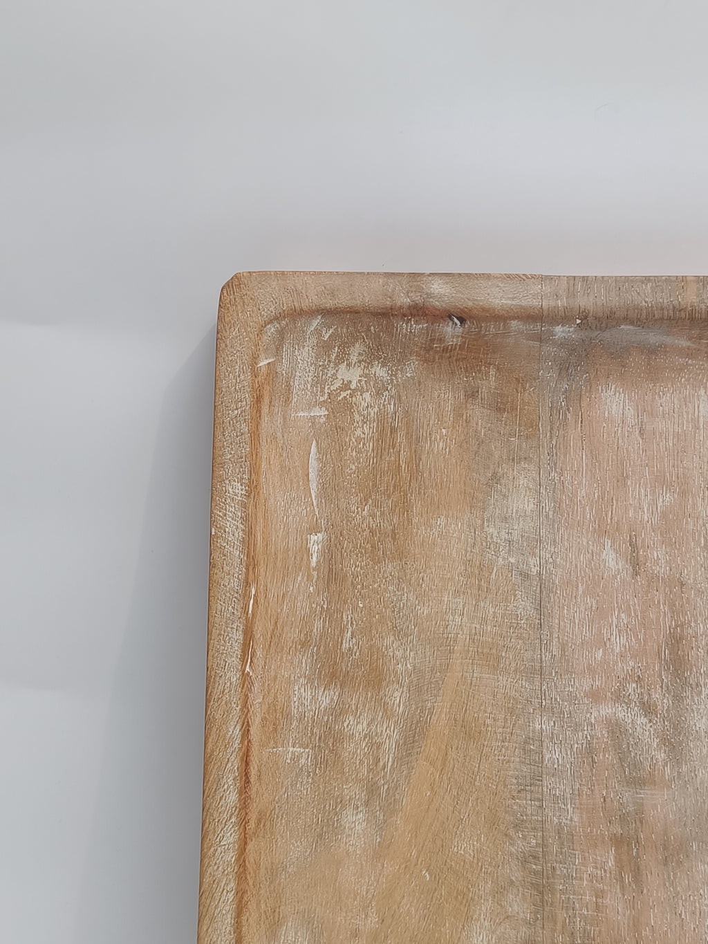 Large Whitewashed Wooden Serving Platter – Rustic Rectangular Tray for Dining & Décor
