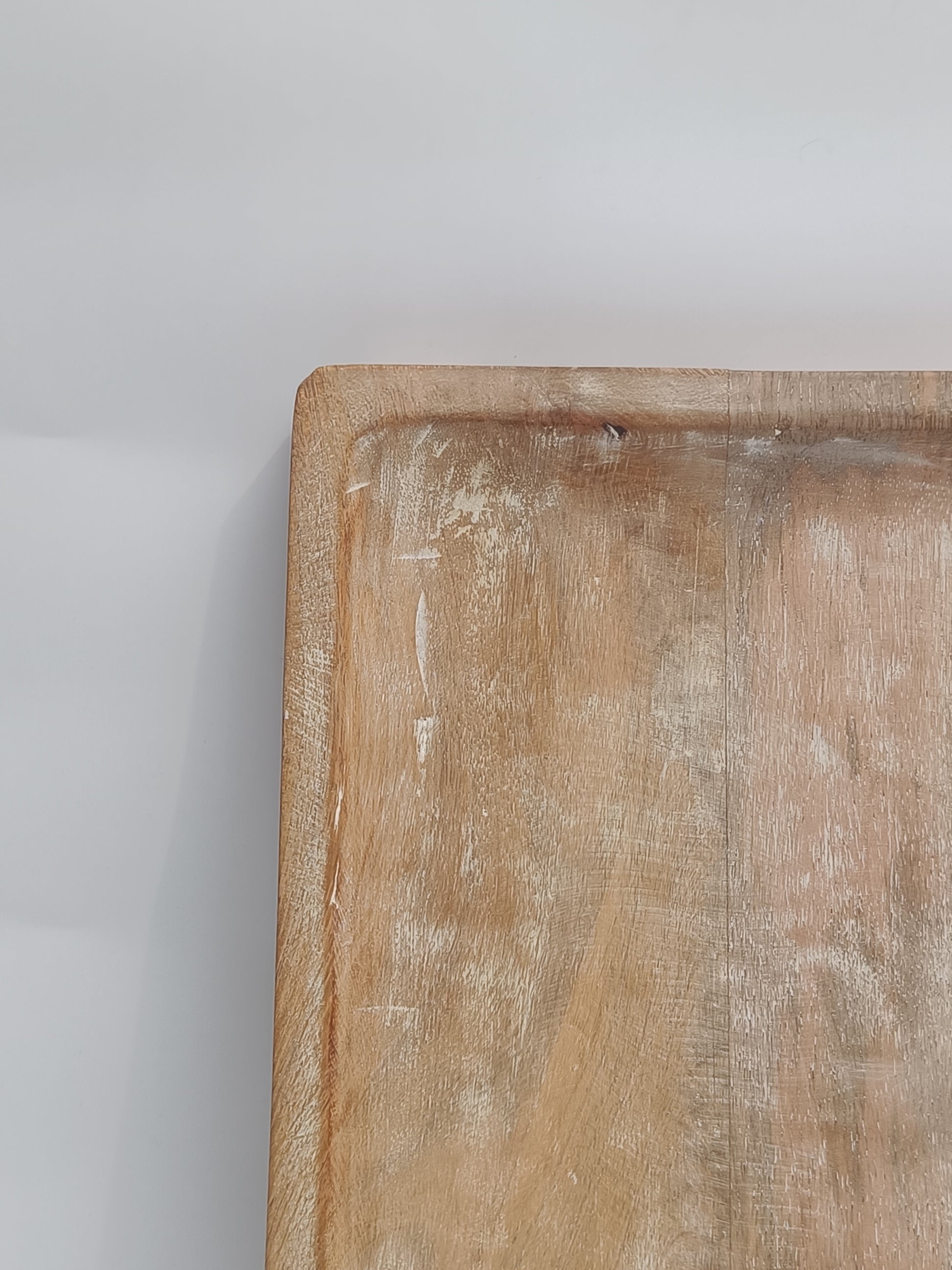 Large Whitewashed Wooden Serving Platter – Rustic Rectangular Tray for Dining & Décor