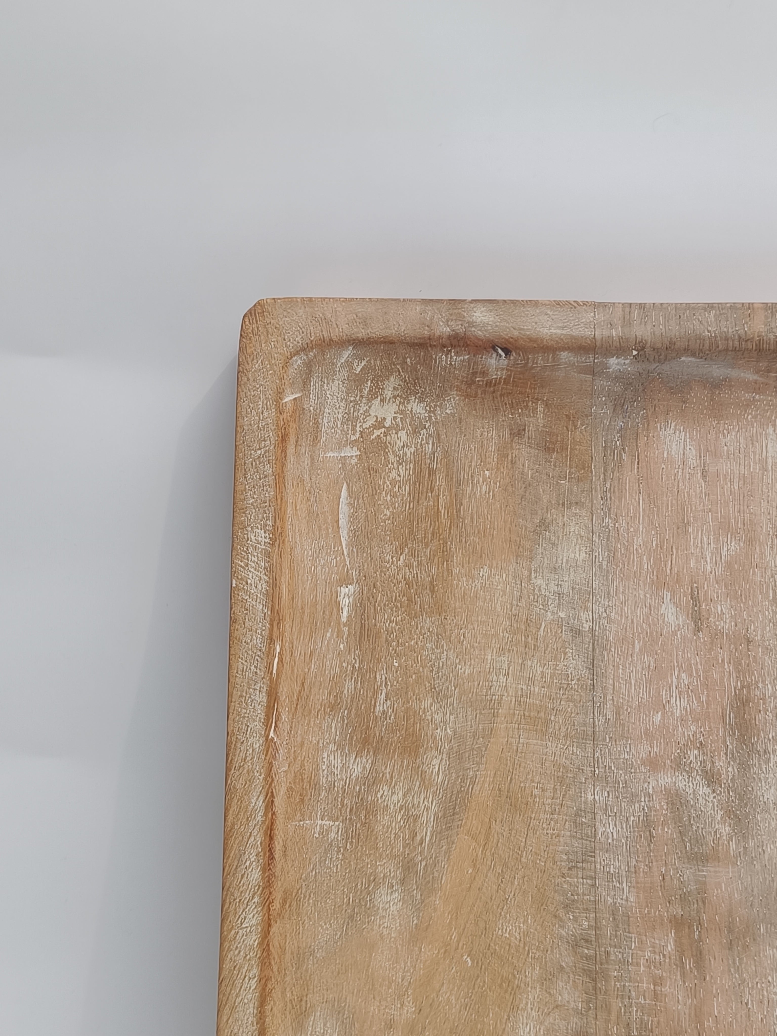 Large Whitewashed Wooden Serving Platter
