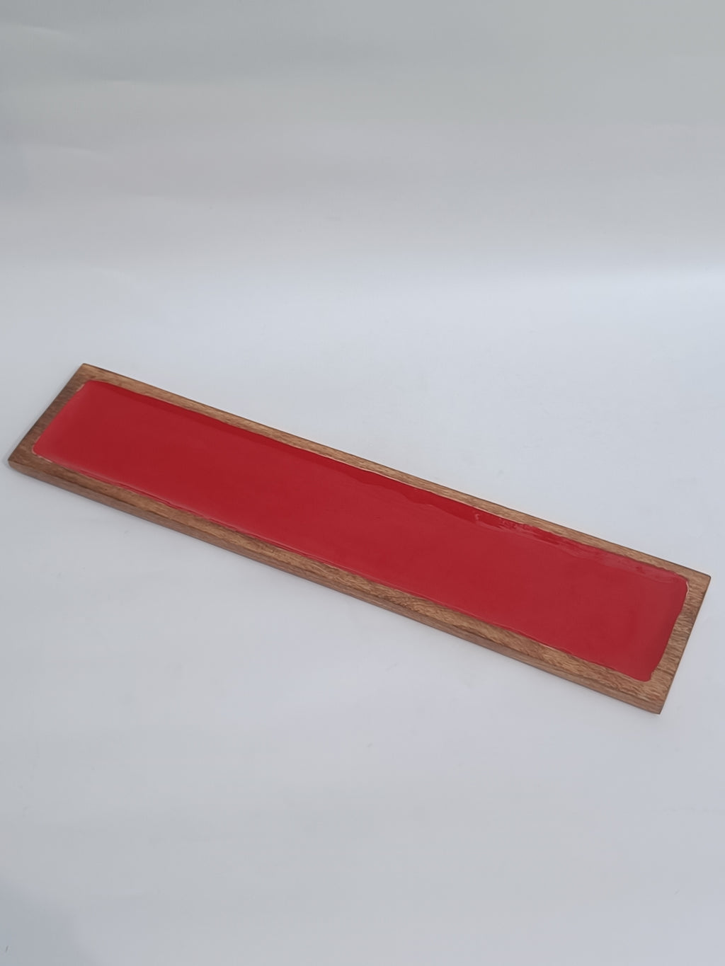 Wooden & Red Resin Serving Platter – Long Decorative Tray for Gifting & Hosting