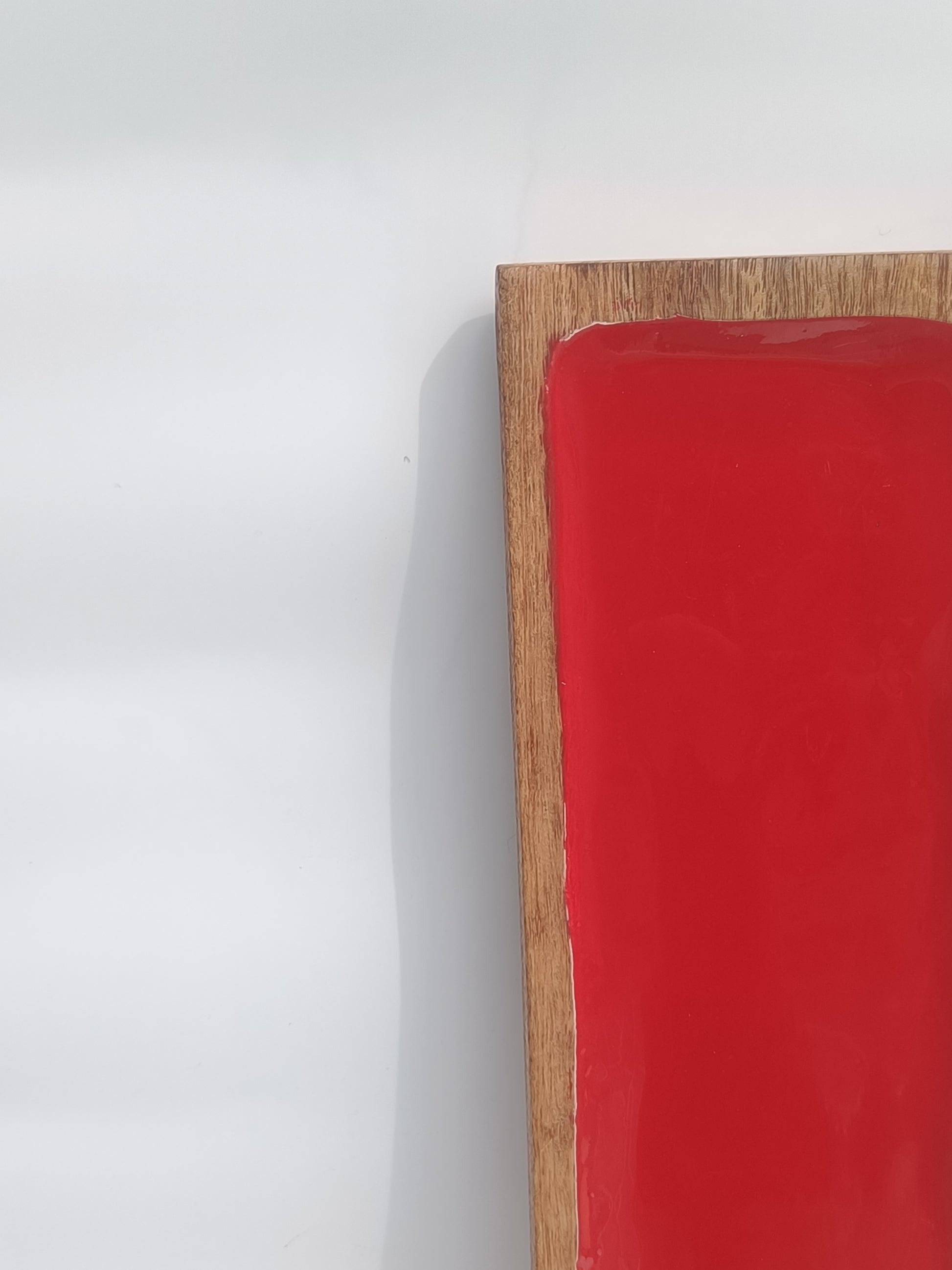 Wooden & Red Resin Serving Platter – Long Decorative Tray for Gifting & Hosting