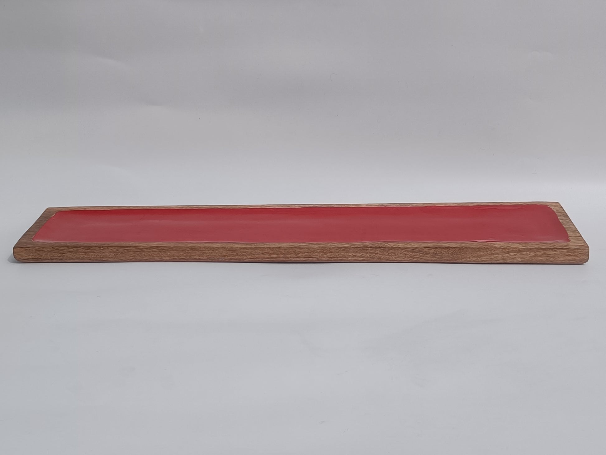Wooden & Red Resin Serving Platter – Long Decorative Tray for Gifting & Hosting