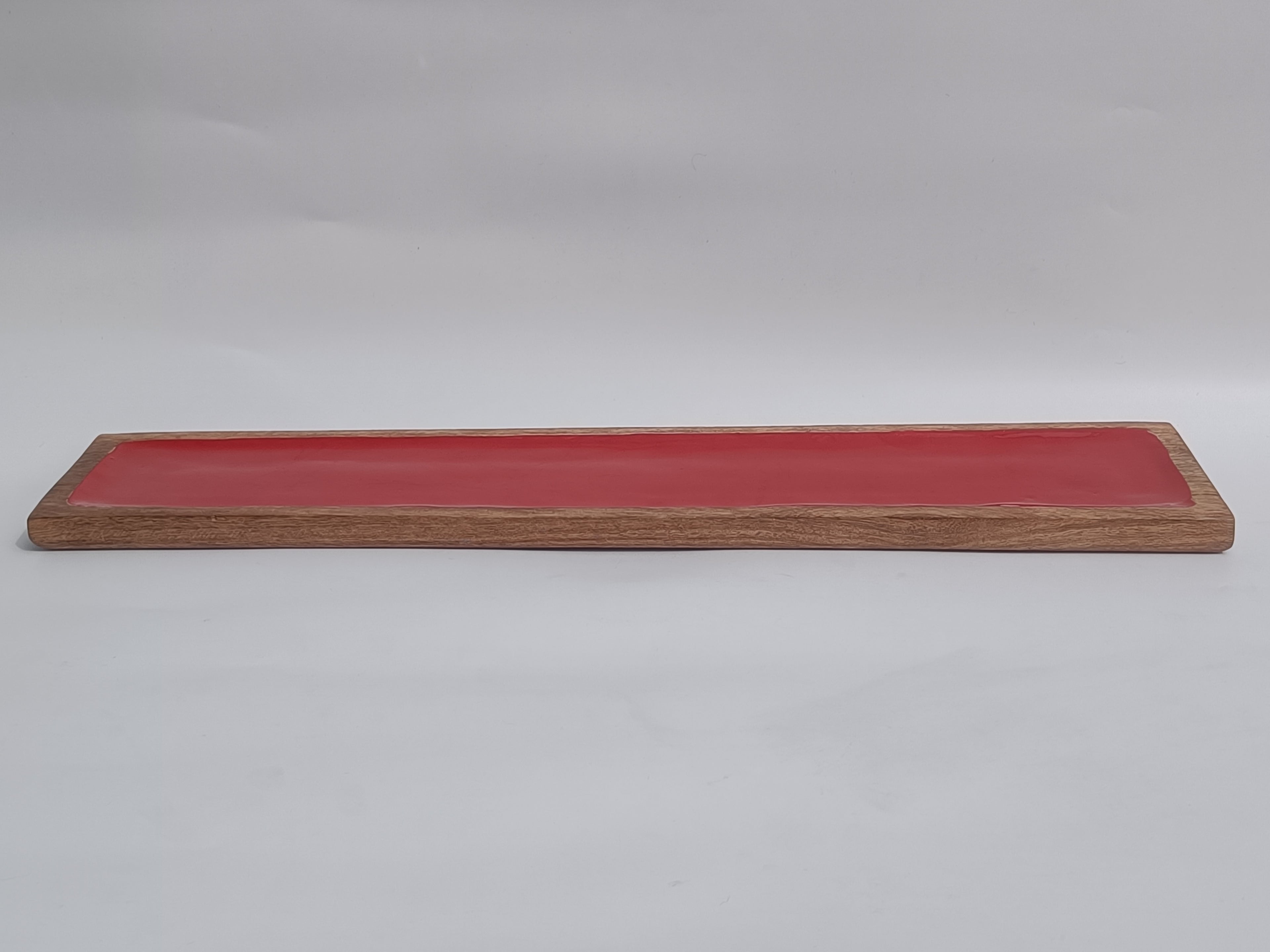 Wooden & Red Resin Serving Platter