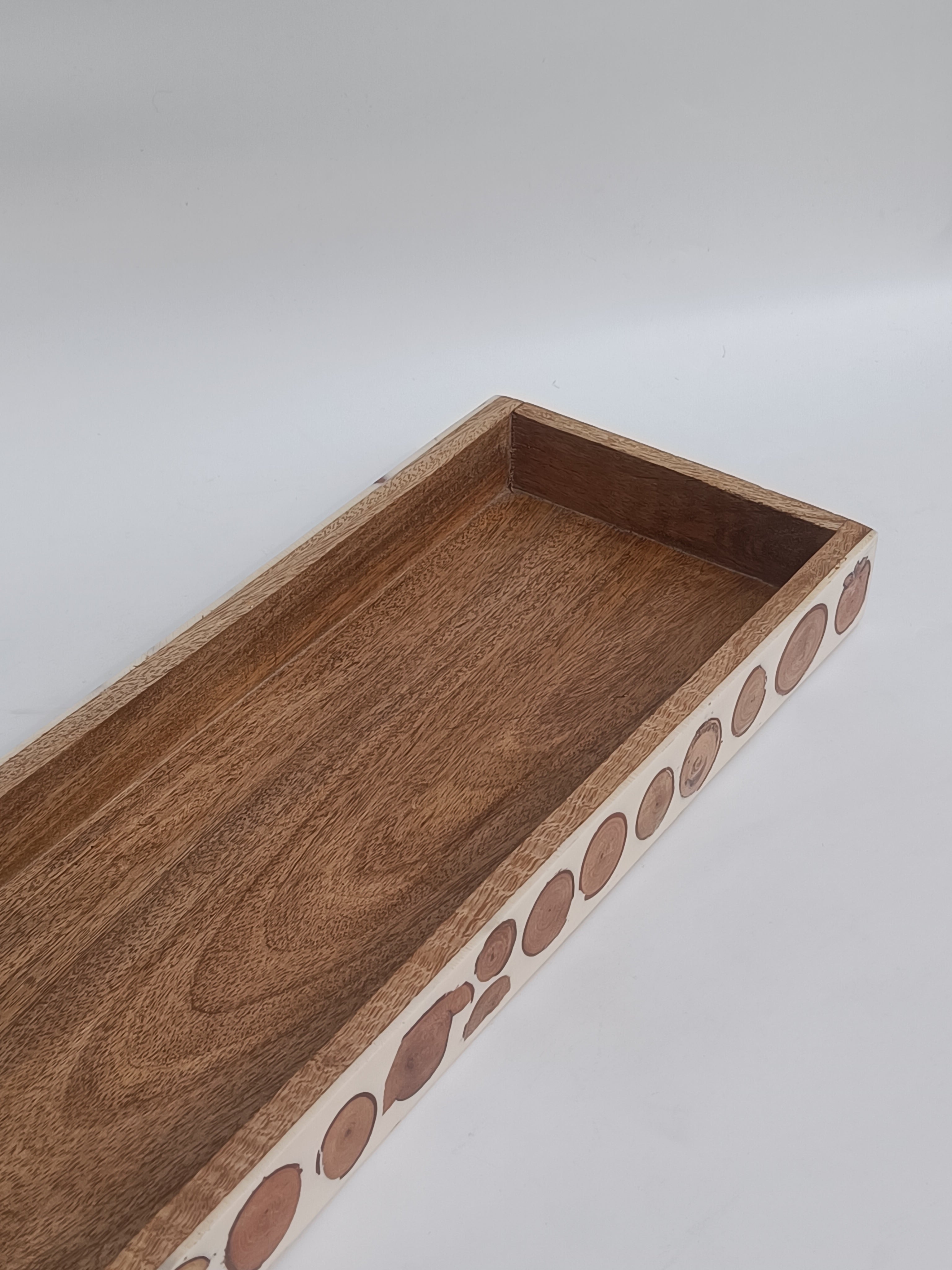 Wooden Display Tray with Tree Slice Inlay