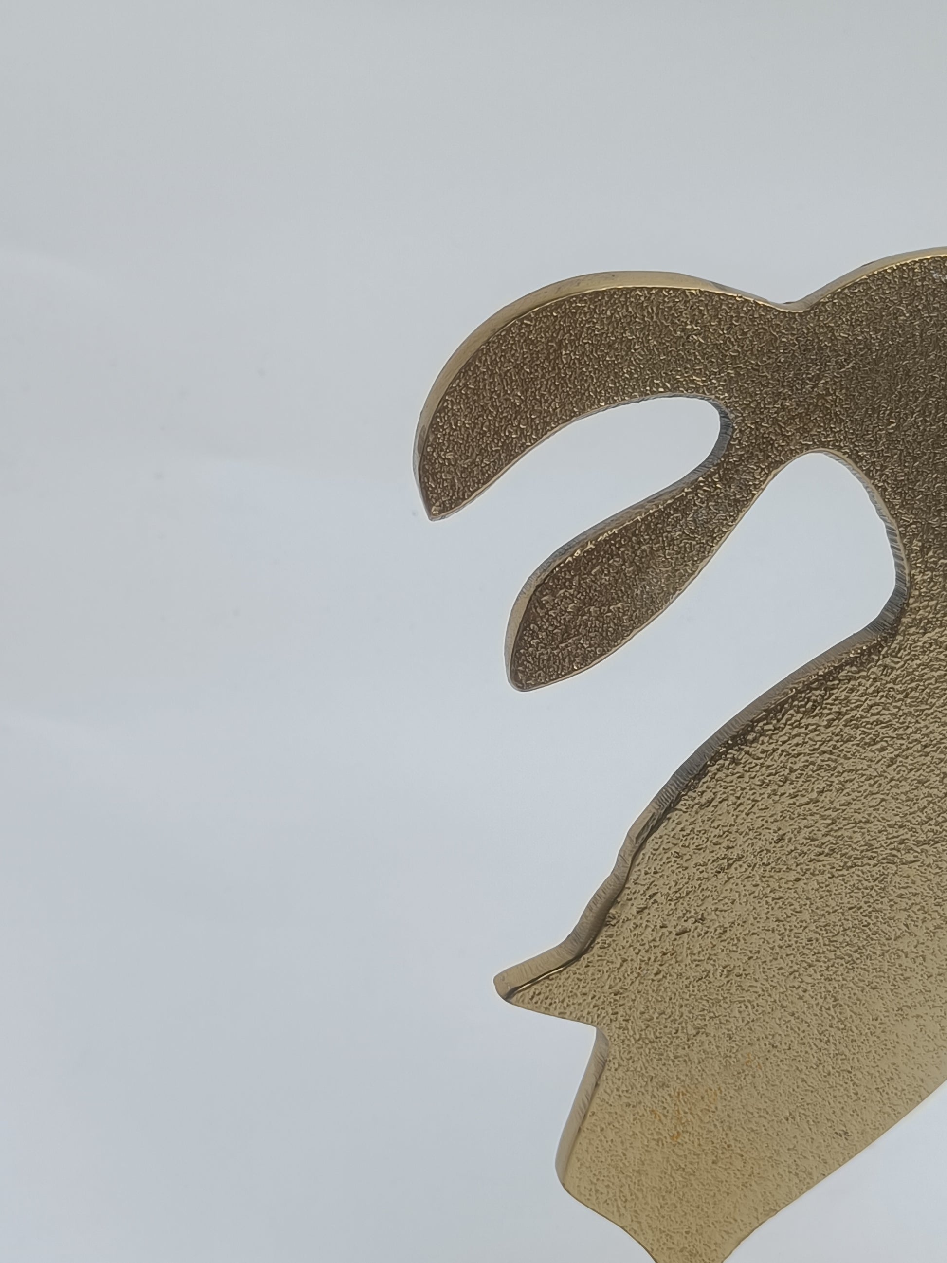 Golden Bunny Holding Flower – Whimsical Metal & Wood Tabletop Décor