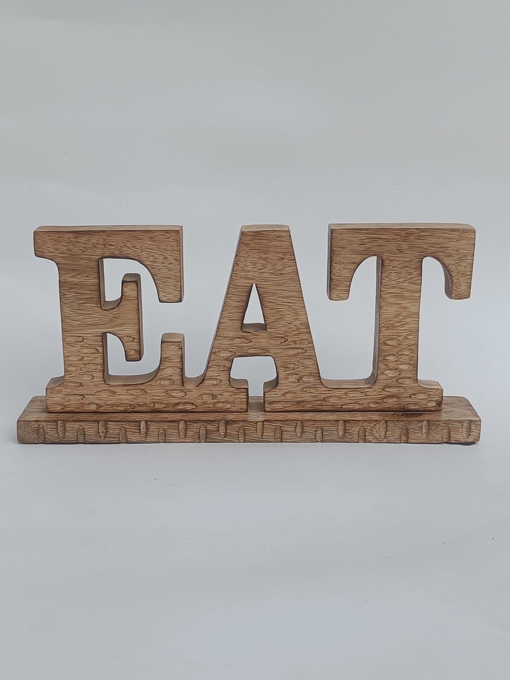 Handcrafted Wooden "EAT" Sign – Kitchen & Dining Tabletop Décor