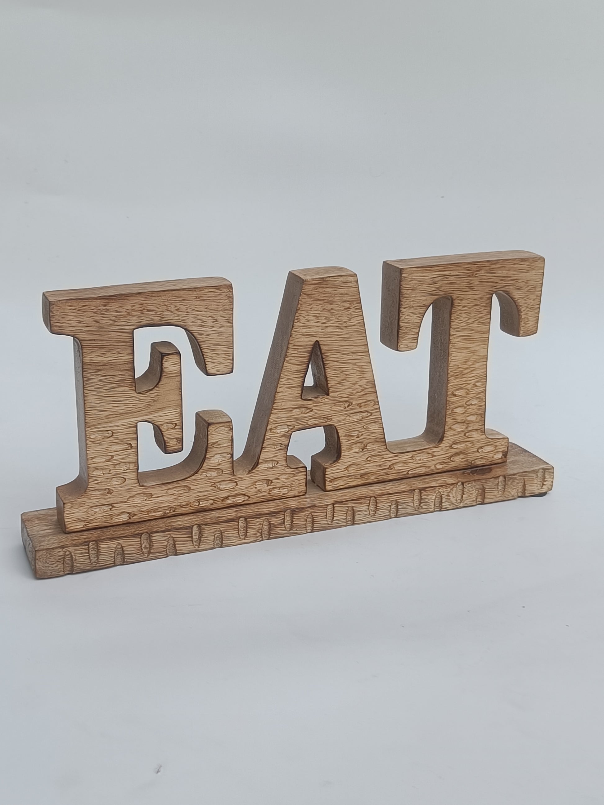 Handcrafted Wooden "EAT" Sign – Kitchen & Dining Tabletop Décor