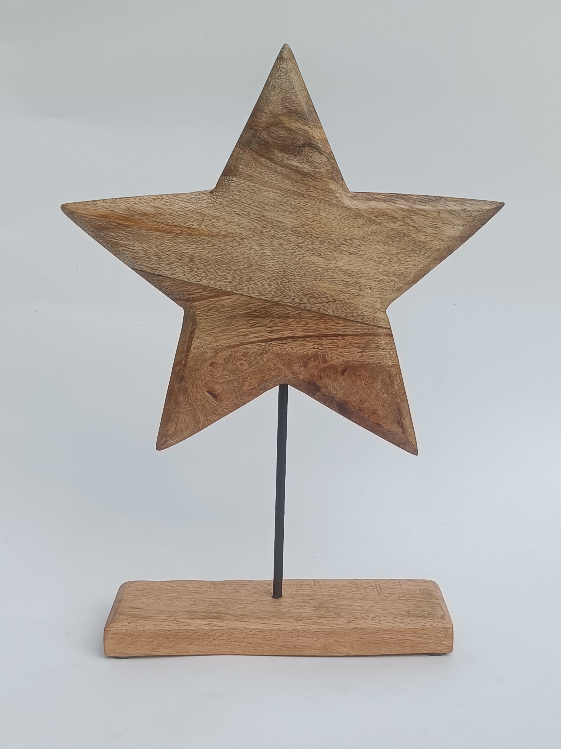 Rustic Wooden Star on Stand – Handcrafted Home Accent