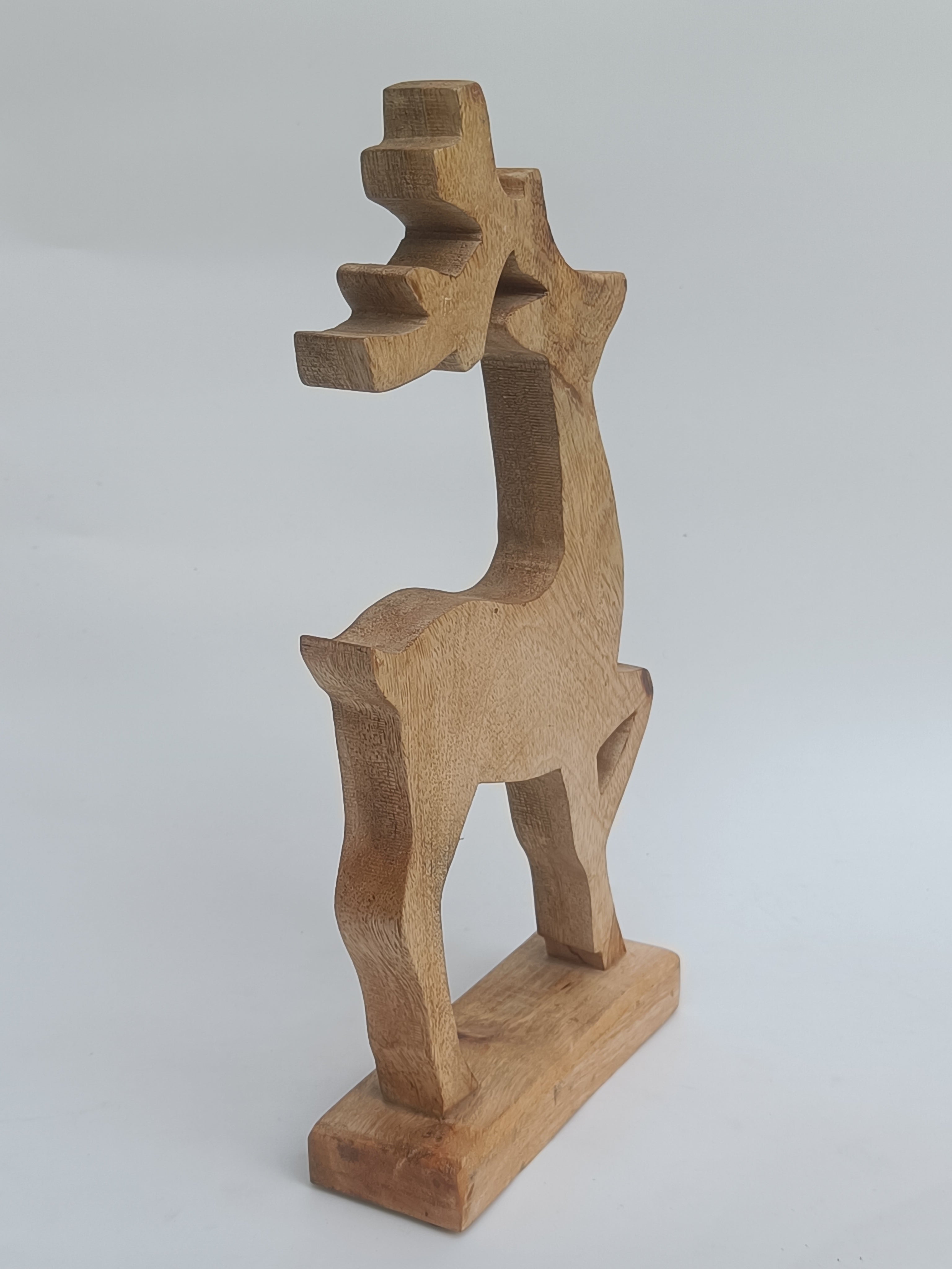 Wooden Reindeer Figurine