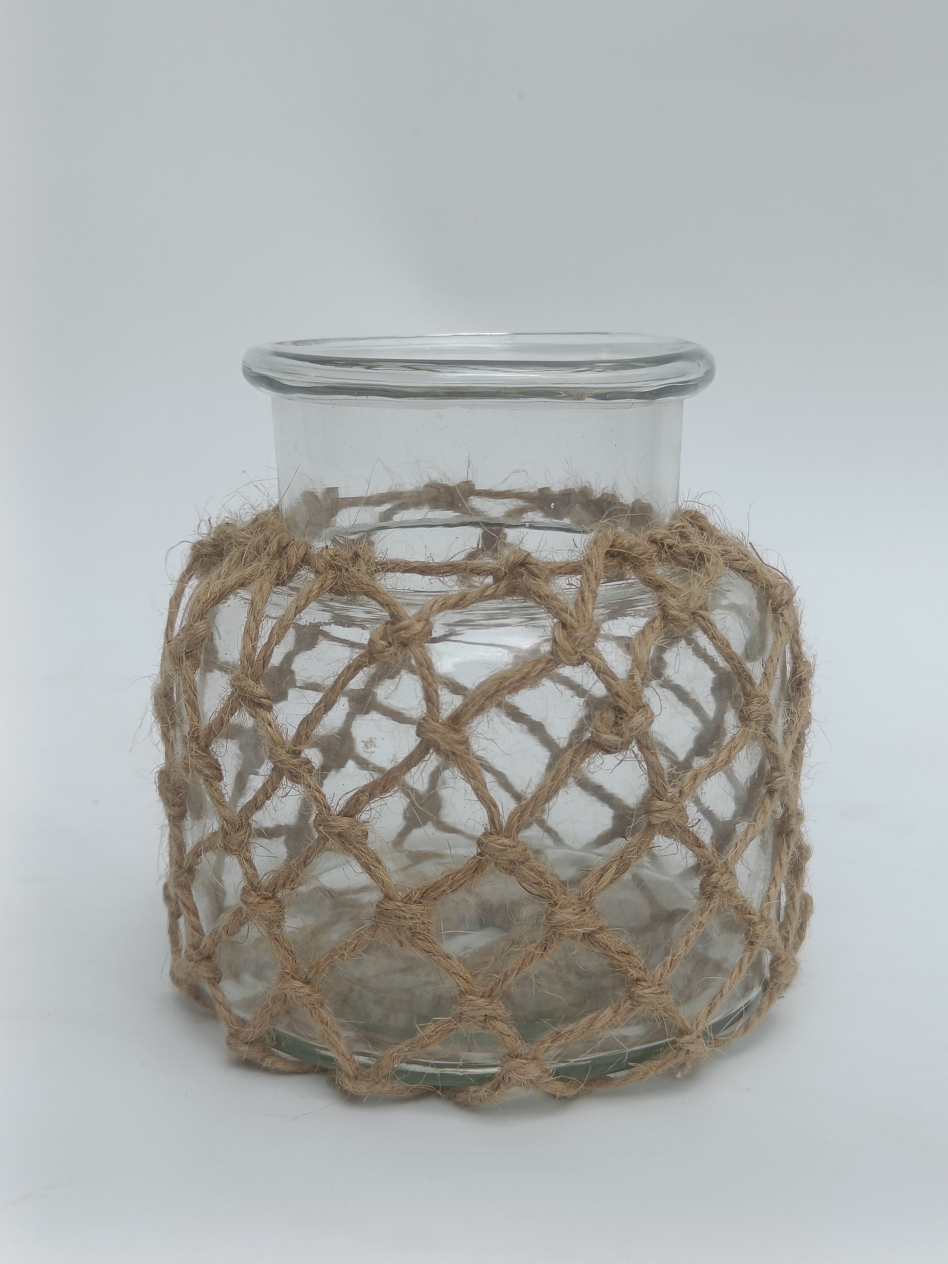 Coastal Charm Jute-Wrapped Glass Jar – Rustic Decor Vase
