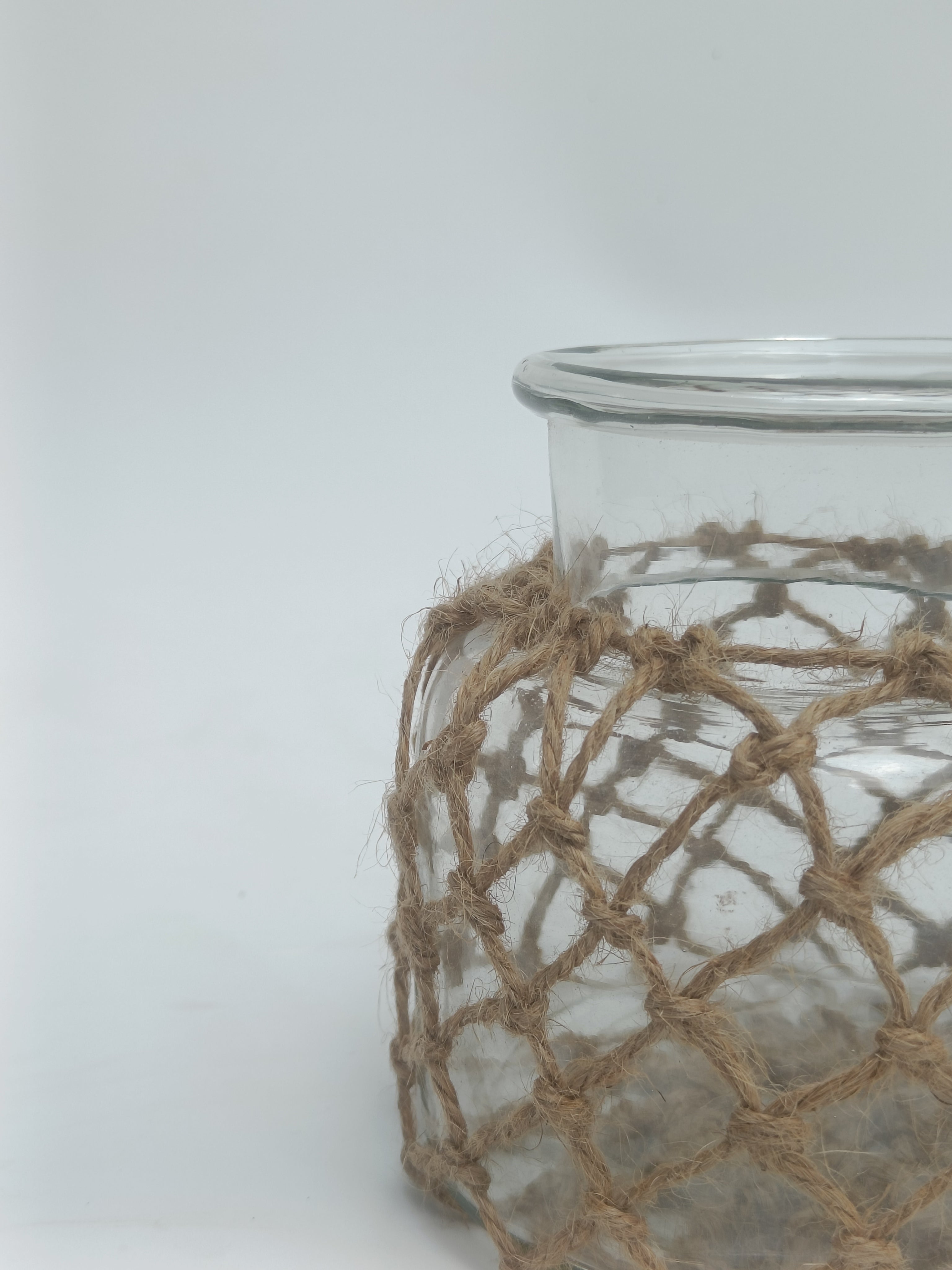 Coastal Charm Jute-Wrapped Glass Jar – Rustic Decor Vase