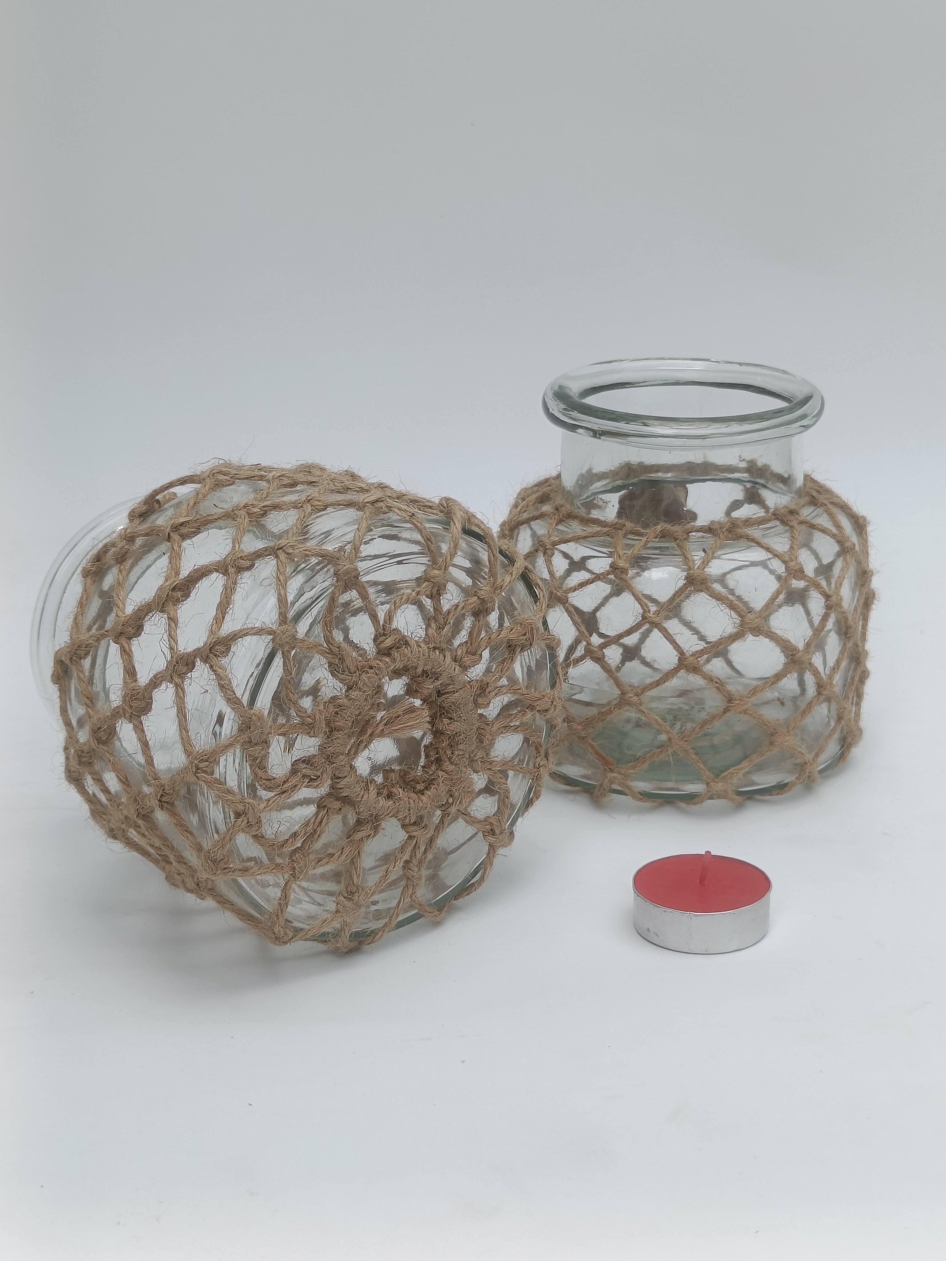 Coastal Charm Jute-Wrapped Glass Jar – Rustic Decor Vase