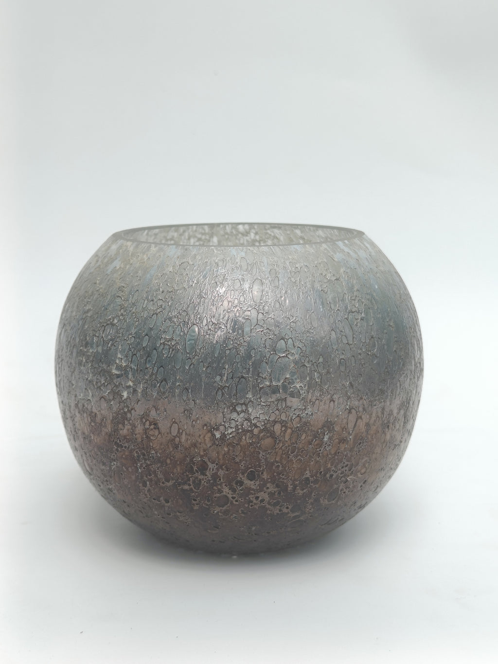 Smoky Quartz Bubble Glass Candle Holder – Handcrafted Elegance